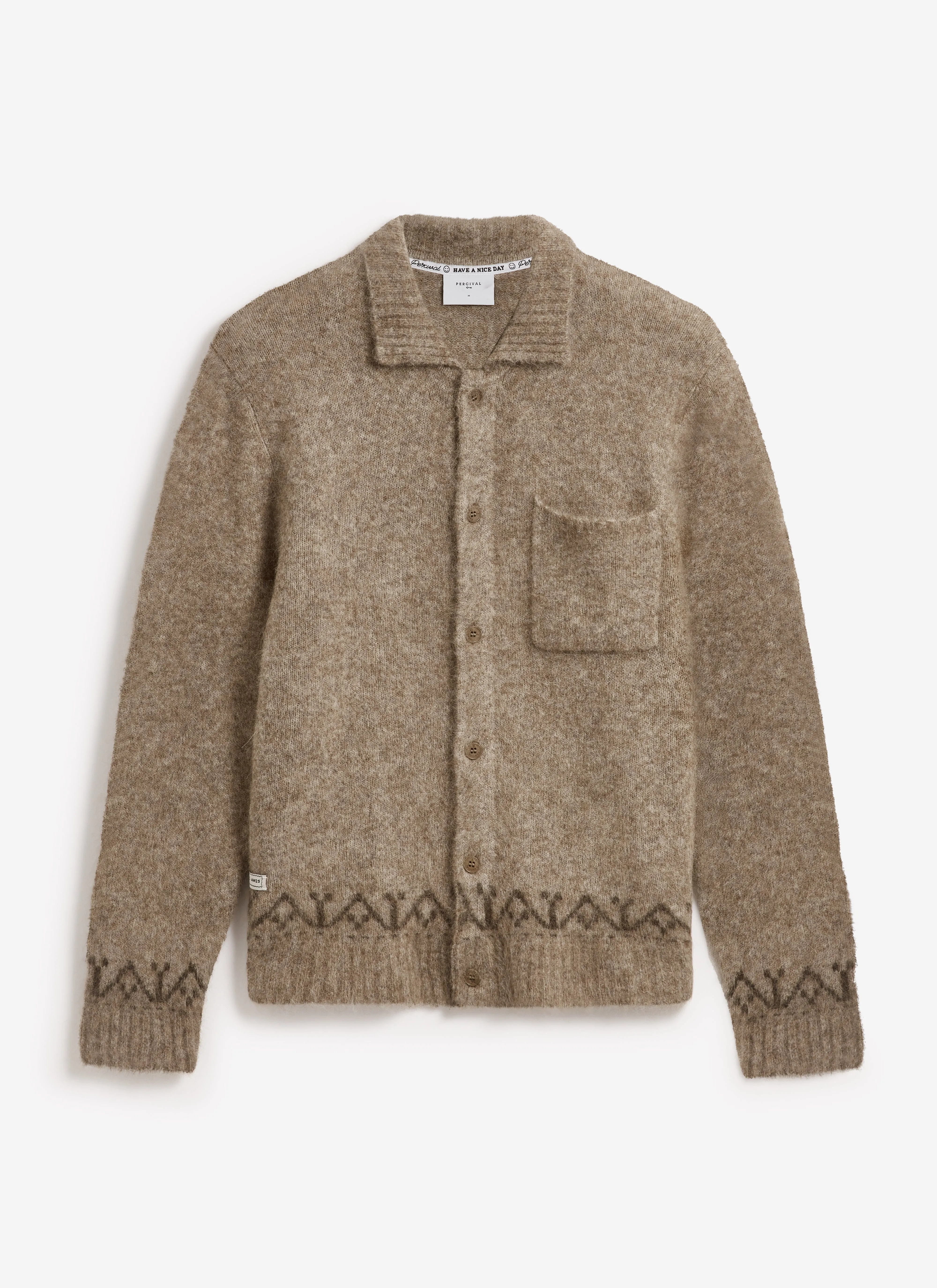 Novel Collared Cardigan | Wool | Oak sold by Percival