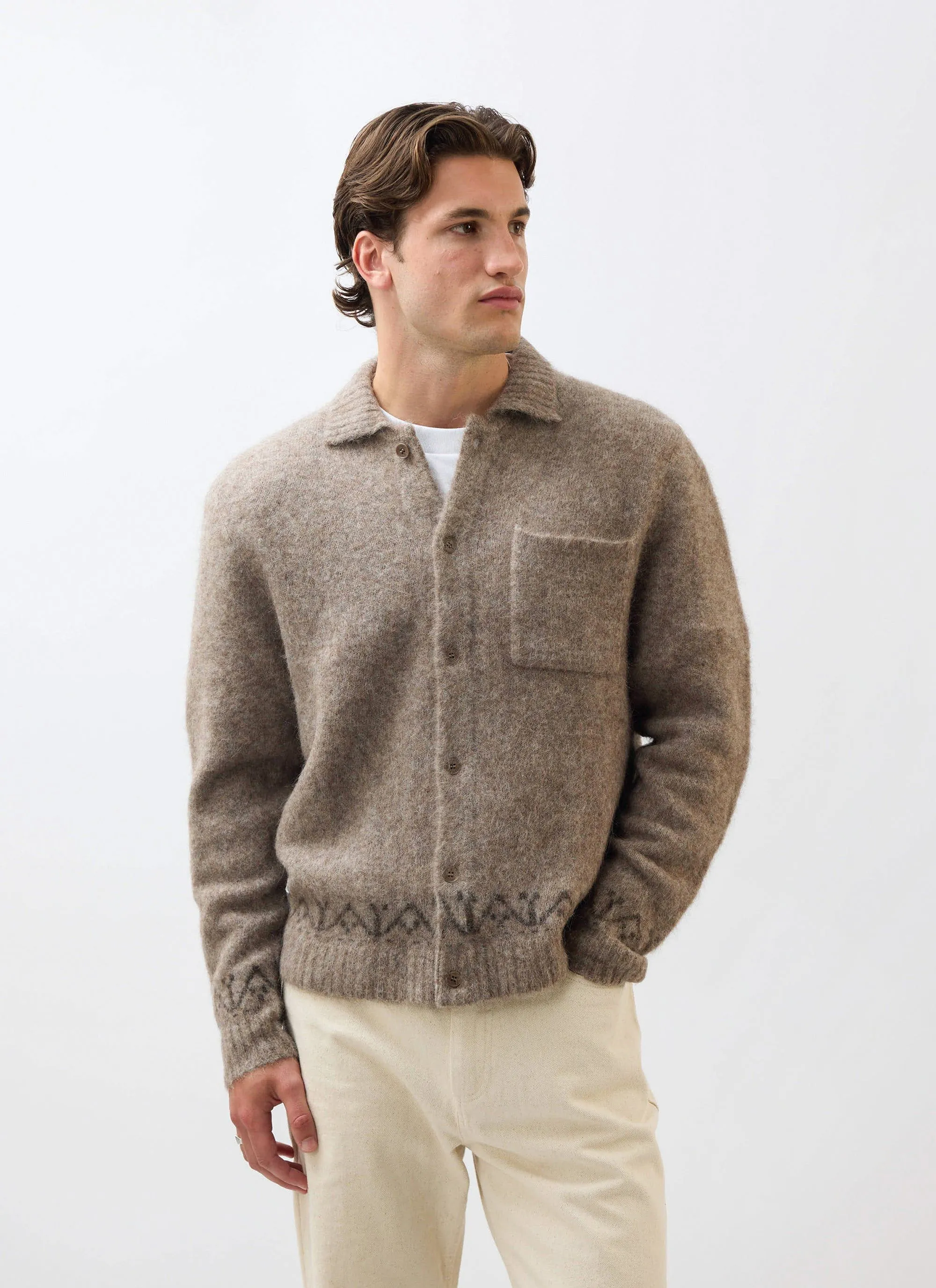 Novel Collared Cardigan | Wool | Oak sold by Percival product image thumbnail 3