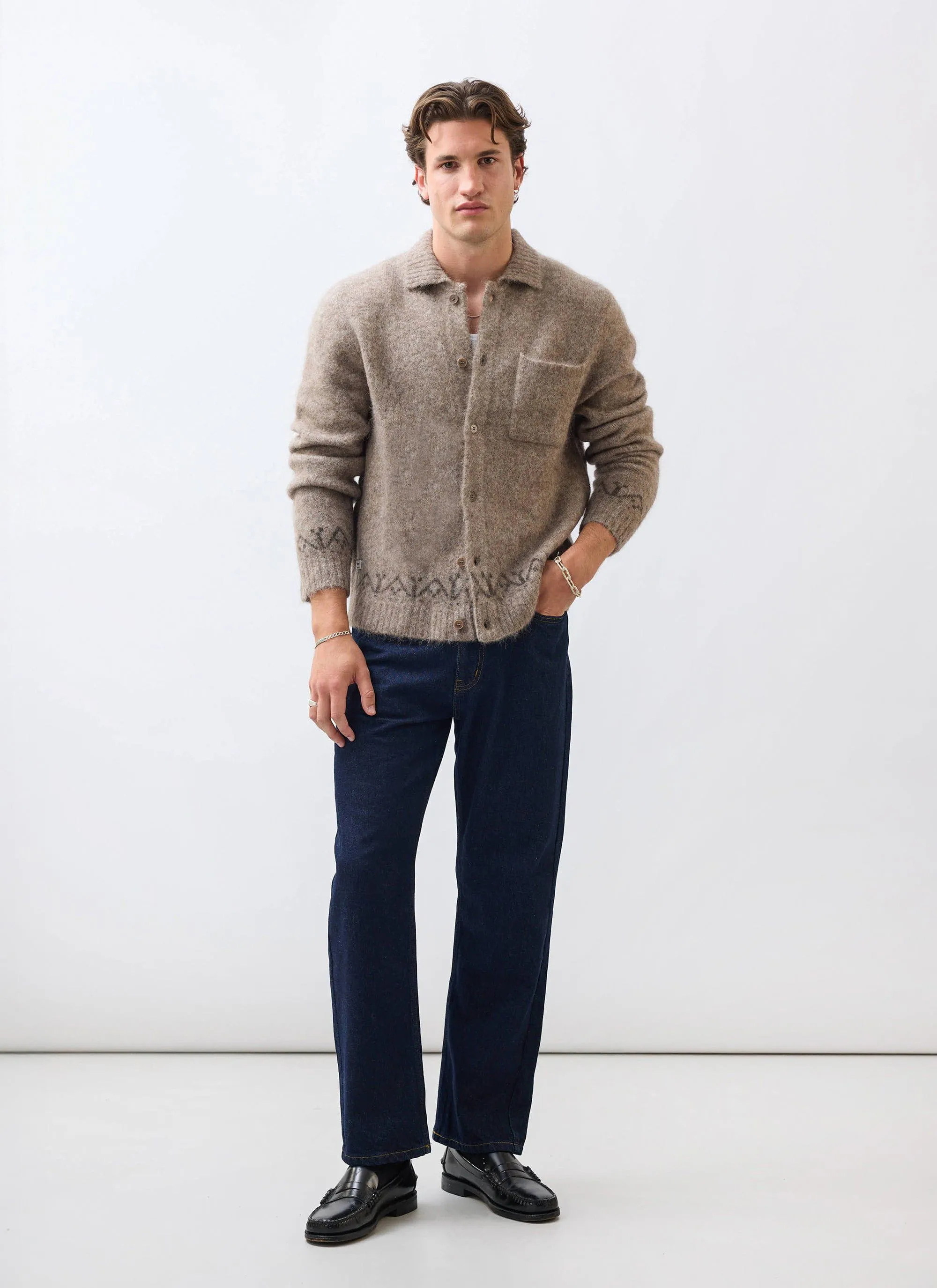 Novel Collared Cardigan | Wool | Oak sold by Percival product image thumbnail 5