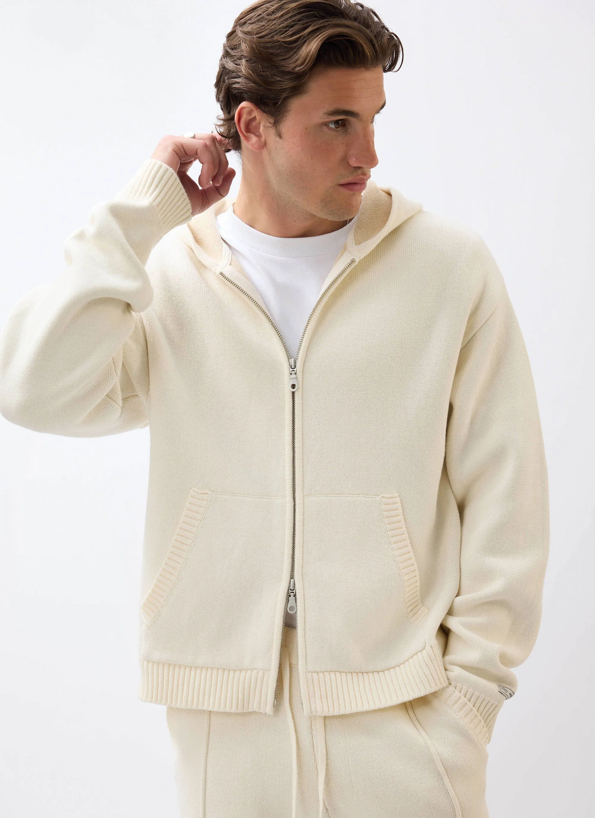 Chronicle Knitted Hoodie | Cotton | Ecru sold by Percival product image thumbnail 3
