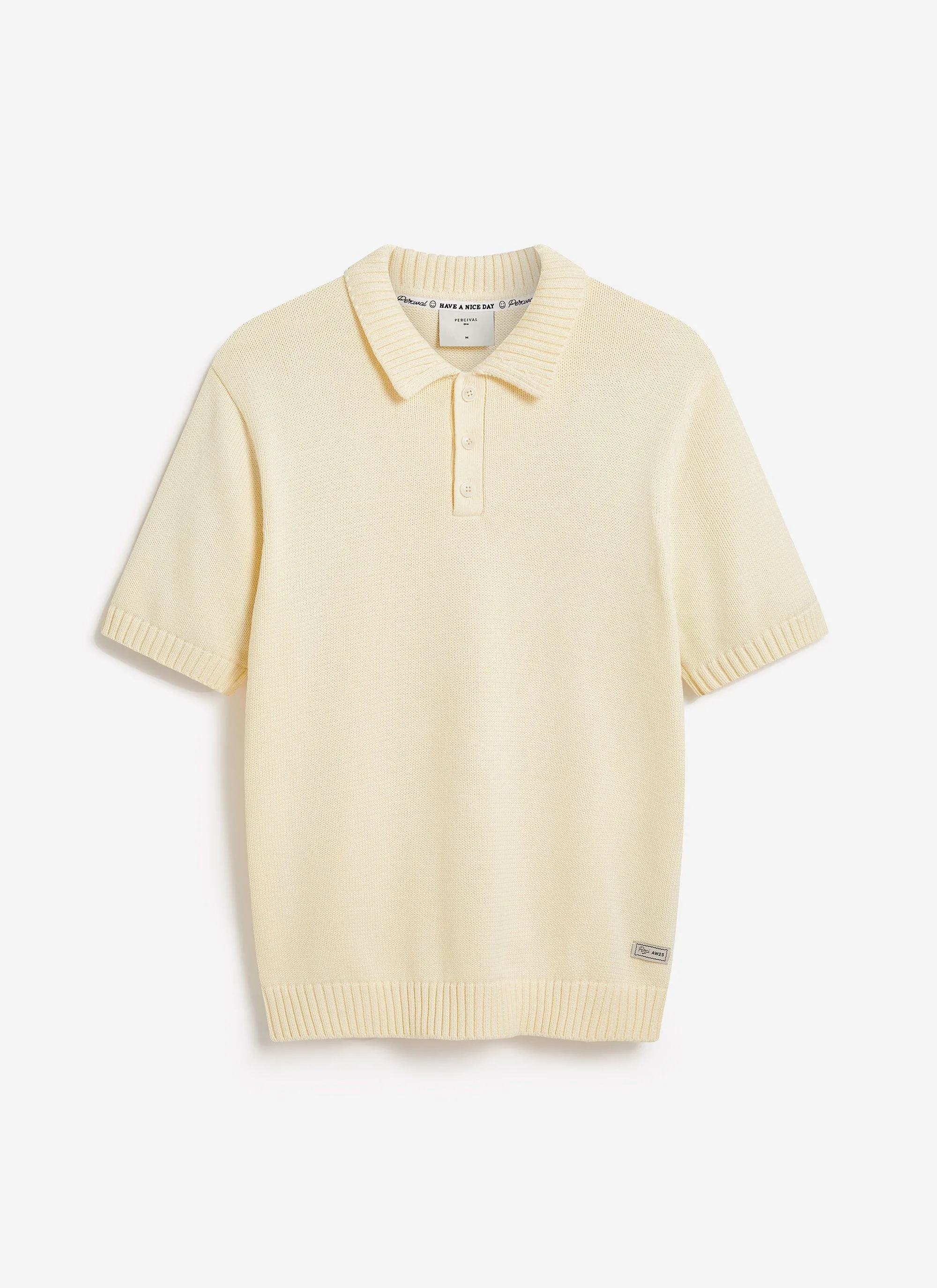Verso Short Sleeve Knitted Shirt | Cotton | Cream sold by Percival