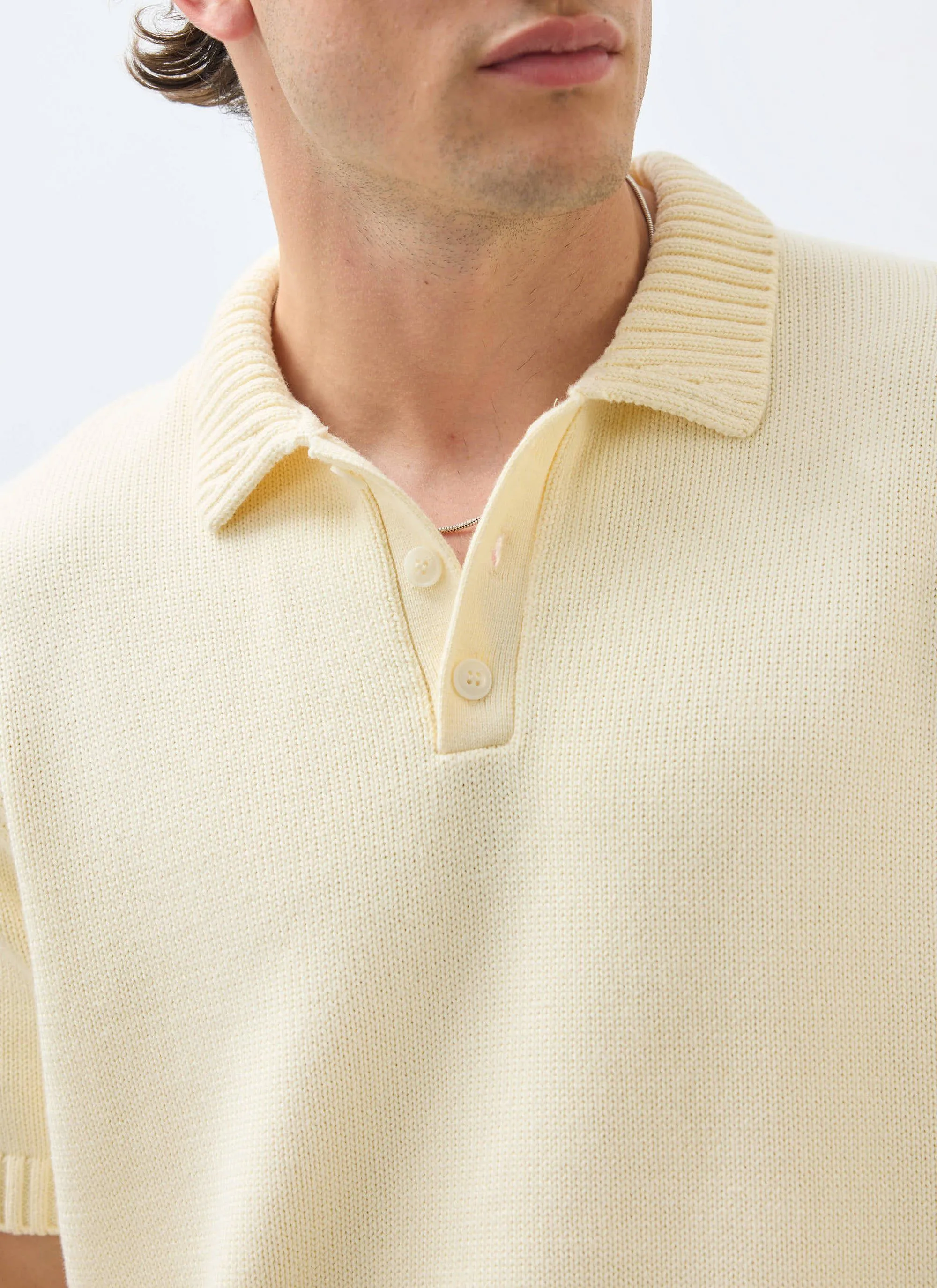 Verso Short Sleeve Knitted Shirt | Cotton | Cream sold by Percival product image thumbnail 5