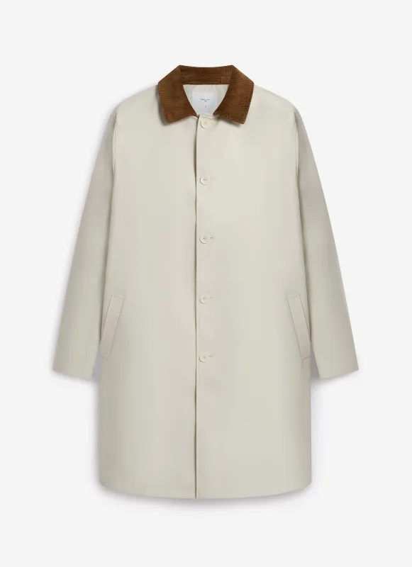 Men's Cream Relaxed Trench Coat | Cotton | Stone sold by Percival