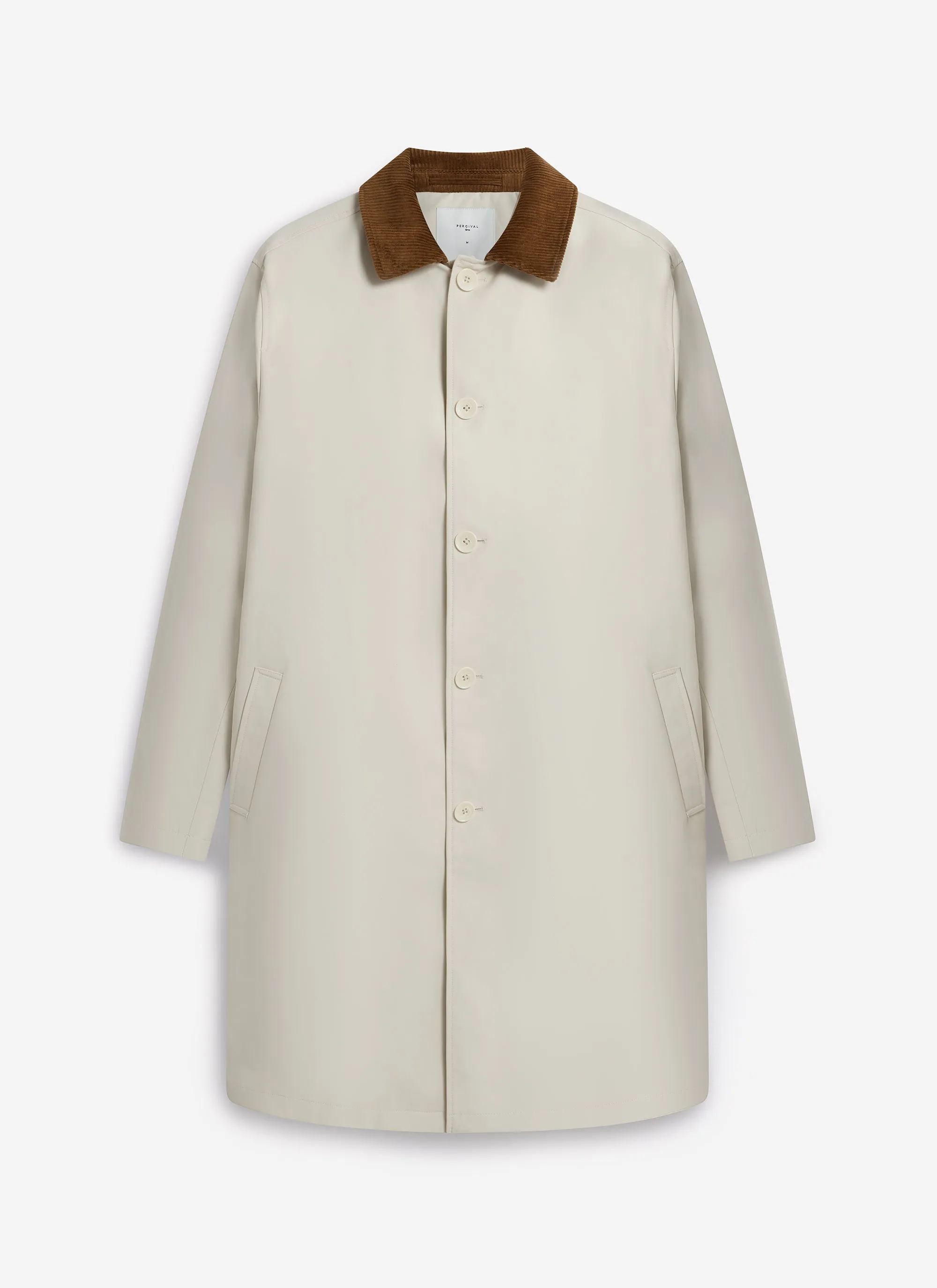 Men's Cream Relaxed Trench Coat | Cotton | Stone sold by Percival
