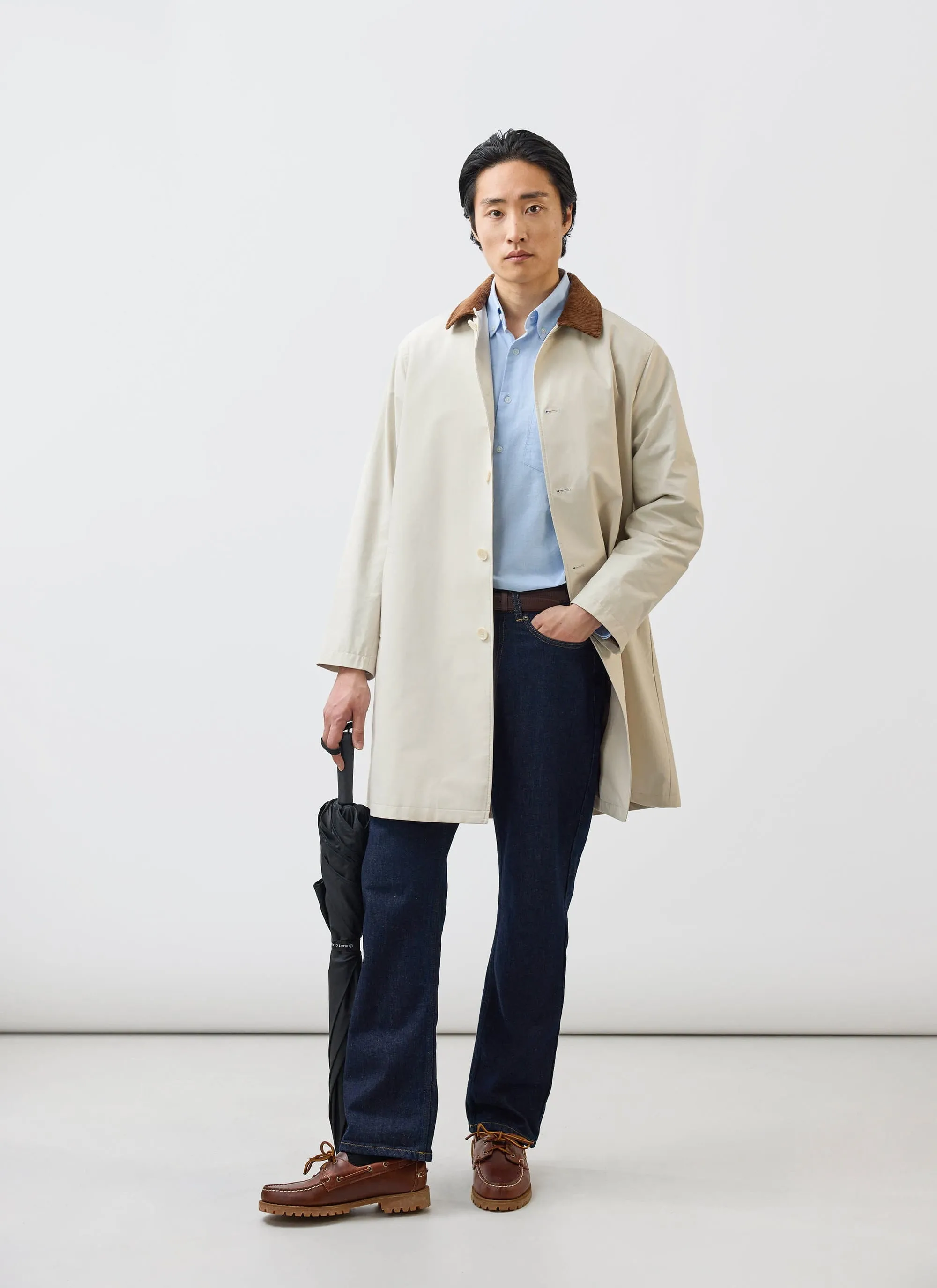 Men's Cream Relaxed Trench Coat | Cotton | Stone sold by Percival product image thumbnail 4