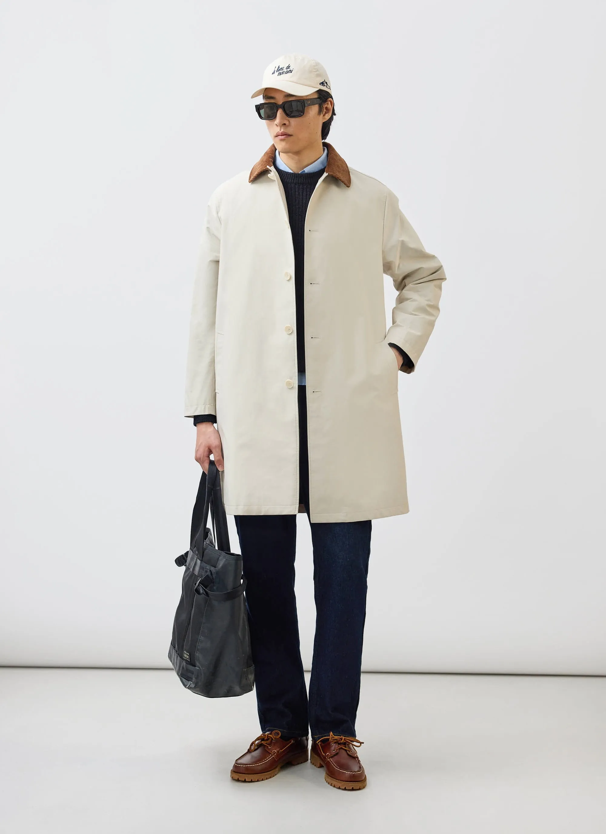 Men's Cream Relaxed Trench Coat | Cotton | Stone sold by Percival product image thumbnail 2