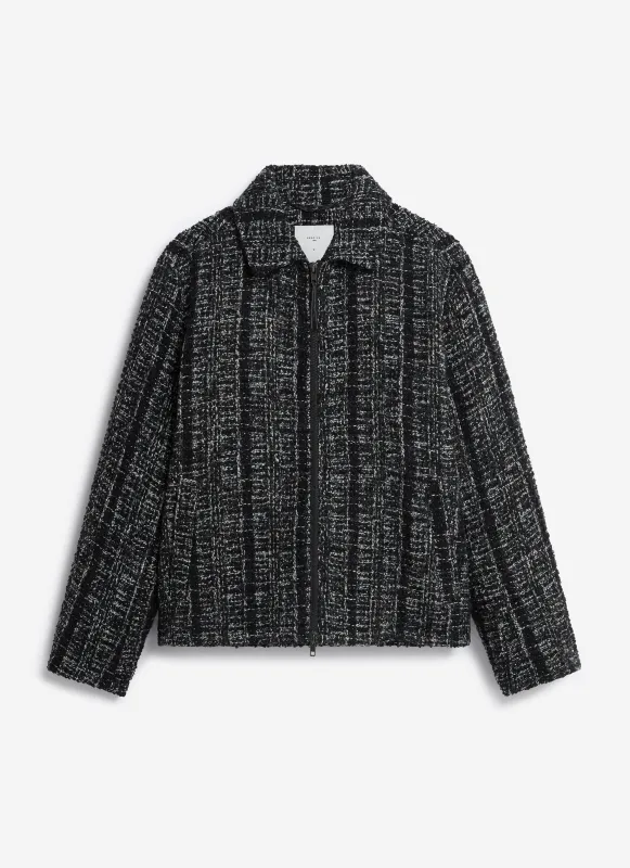 Ingegno Zip Wool Boxy Jacket | Black sold by Percival