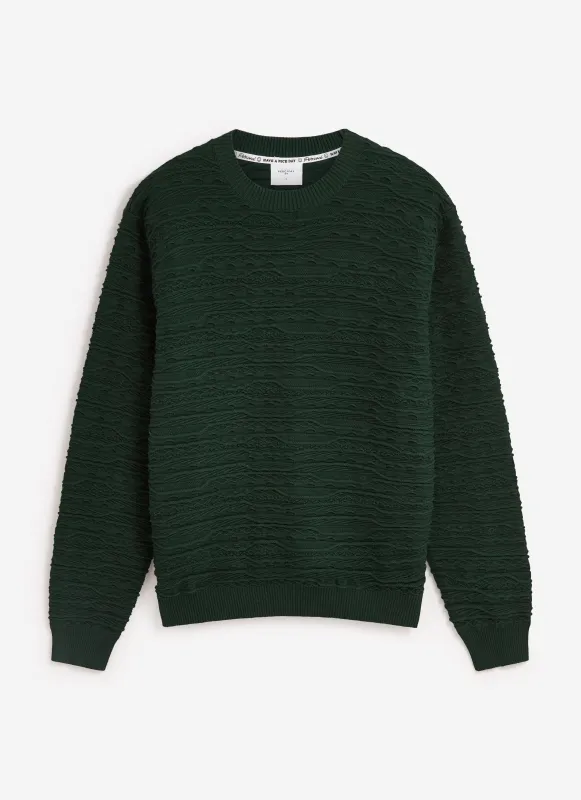 Tales Knitted Crew Neck Jumper | Cotton | Forest sold by Percival