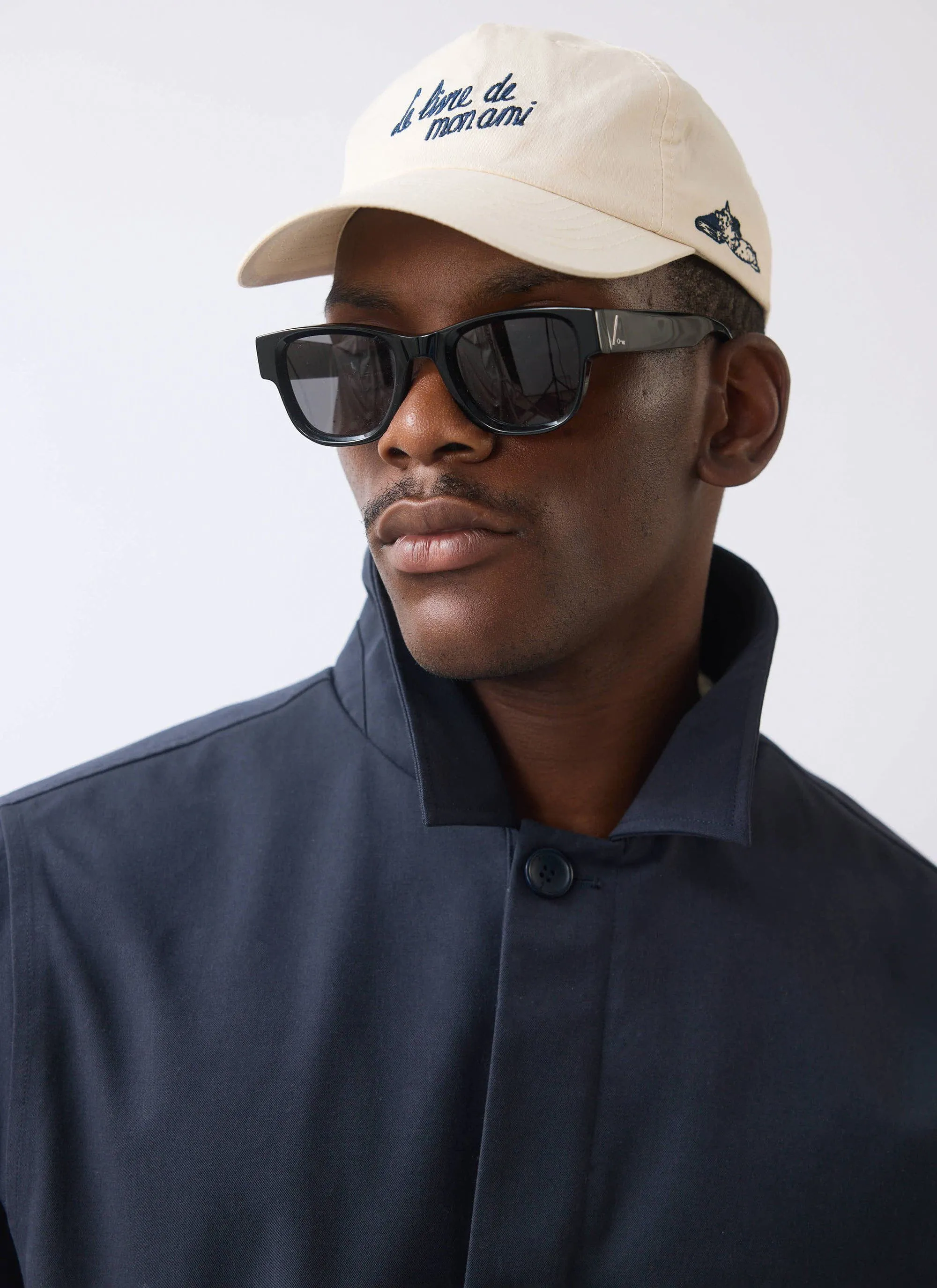 Men's Navy Greyson Long Trench Coat | Waterproof | Midnight with Olive sold by Percival product image thumbnail 2