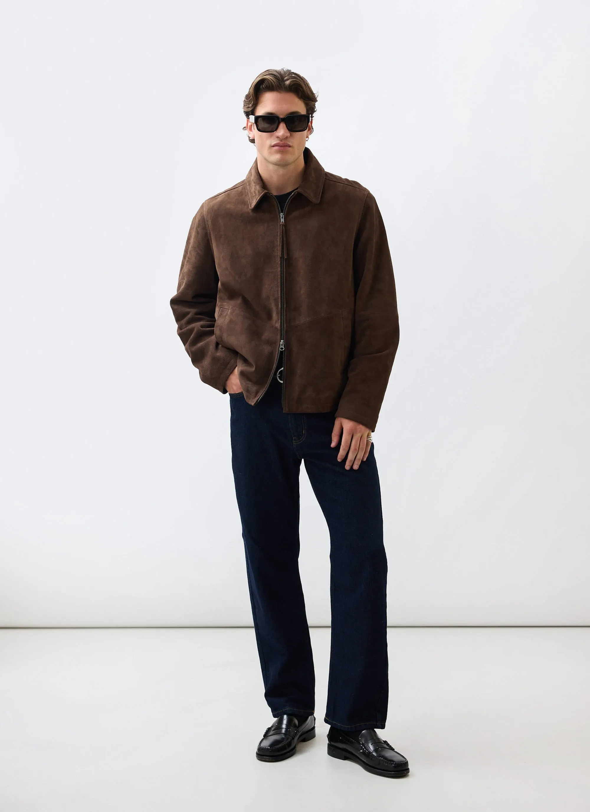 Prologue Soft Suede Jacket | Espresso Brown sold by Percival