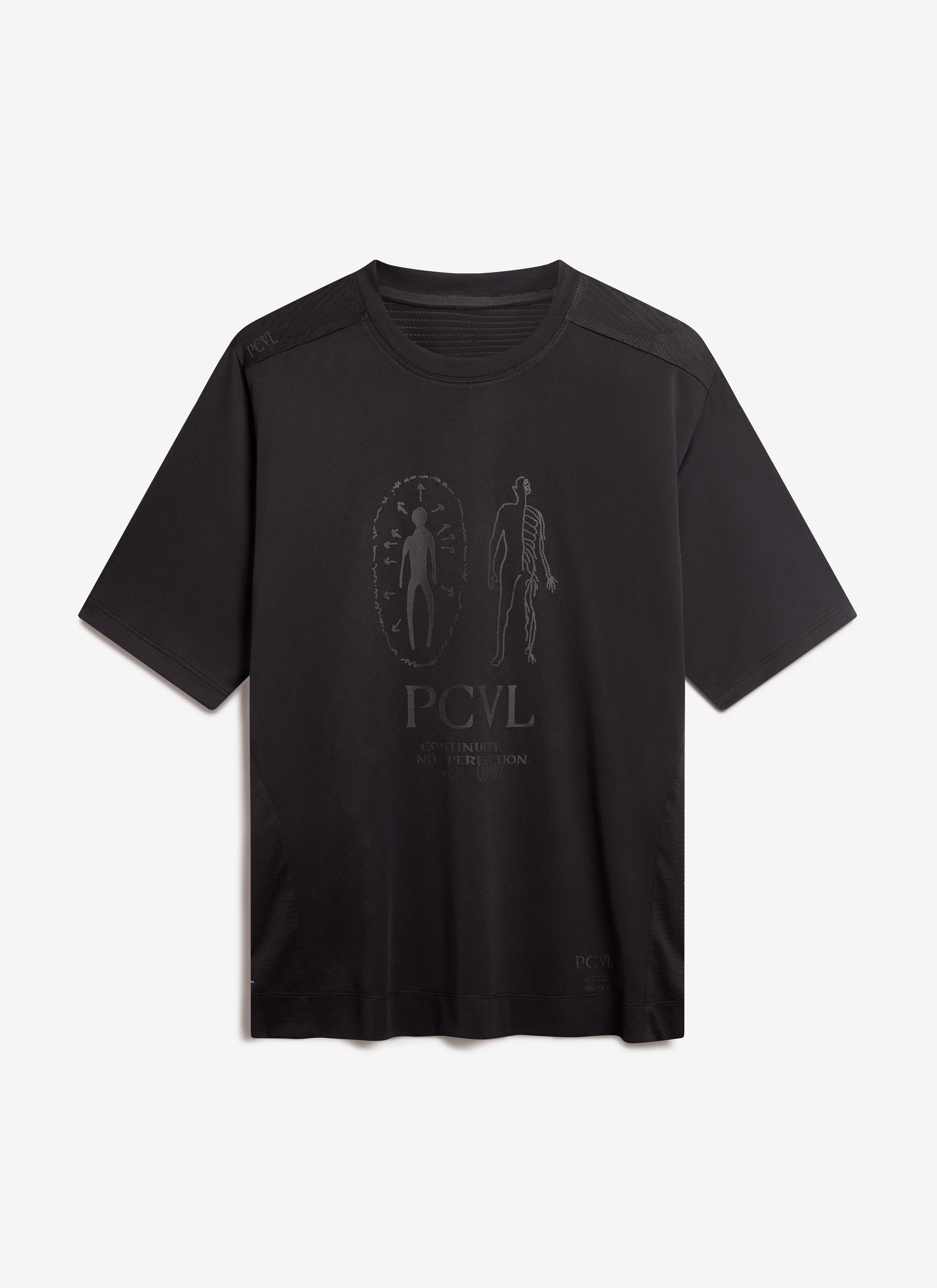 PCVL Printed Performance T Shirt | Black sold by Percival