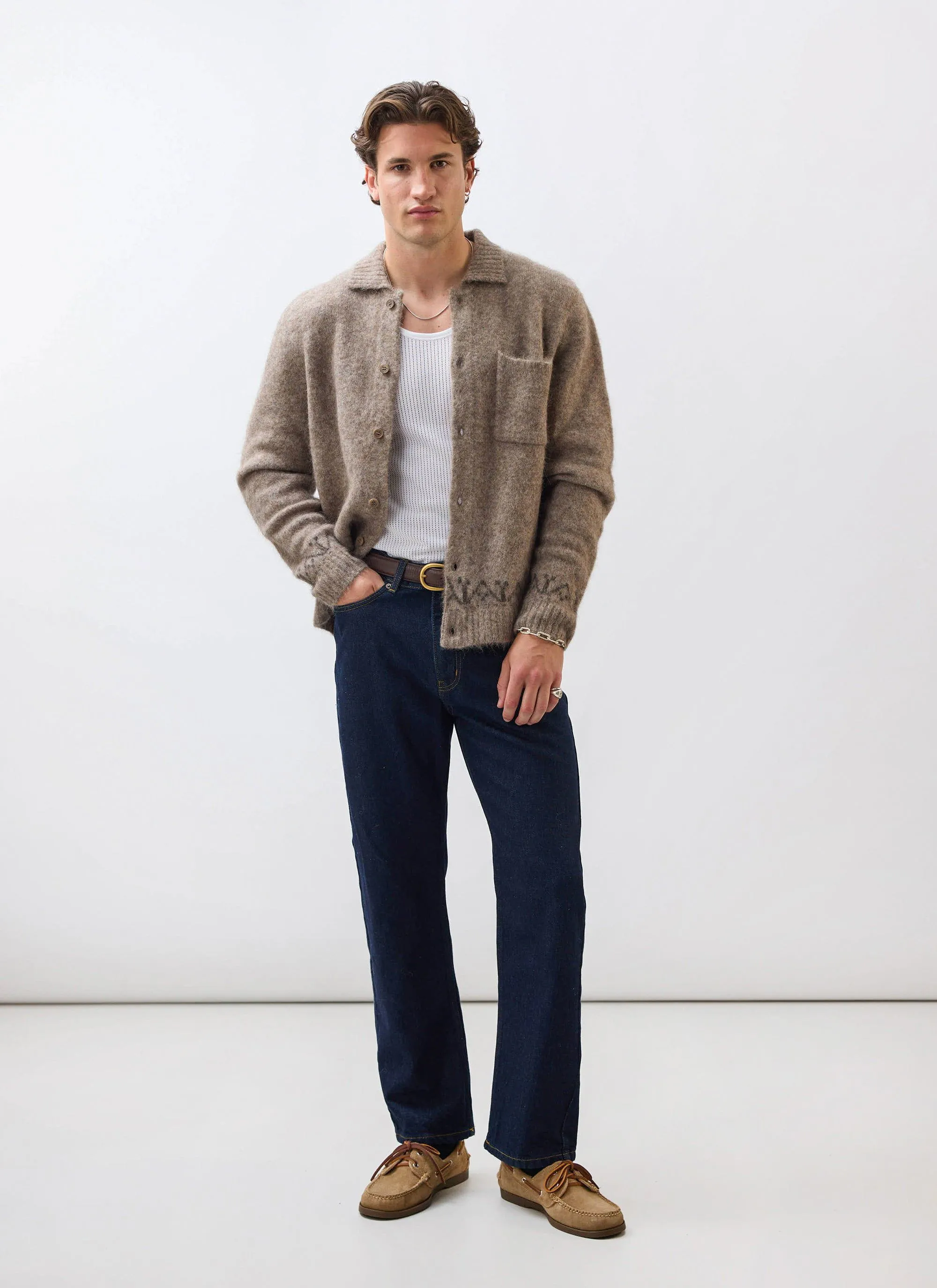 Novel Collared Cardigan | Wool | Oak sold by Percival product image thumbnail 2