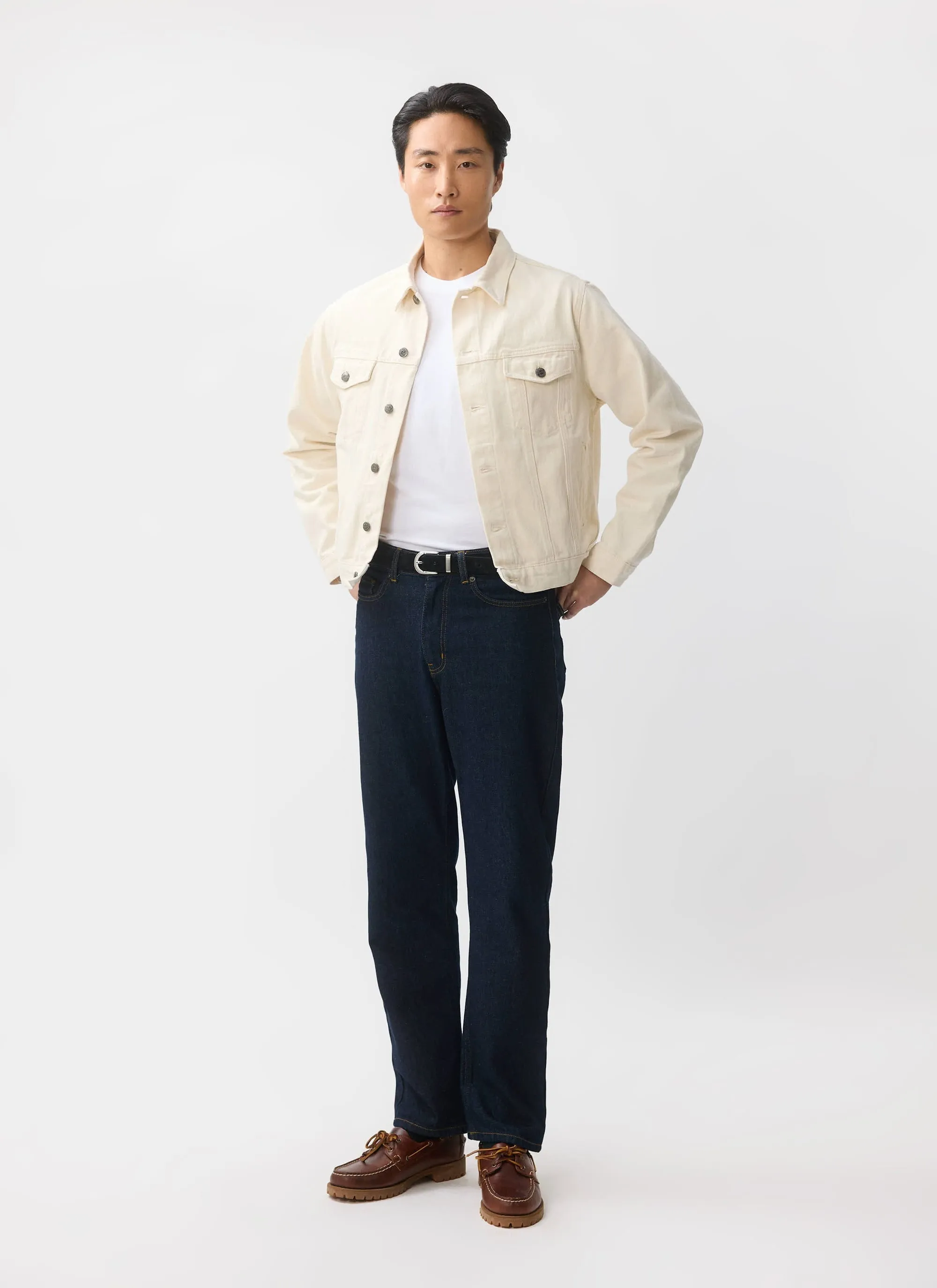 Western Trucker Jacket | Denim | Ecru sold by Percival product image thumbnail 3
