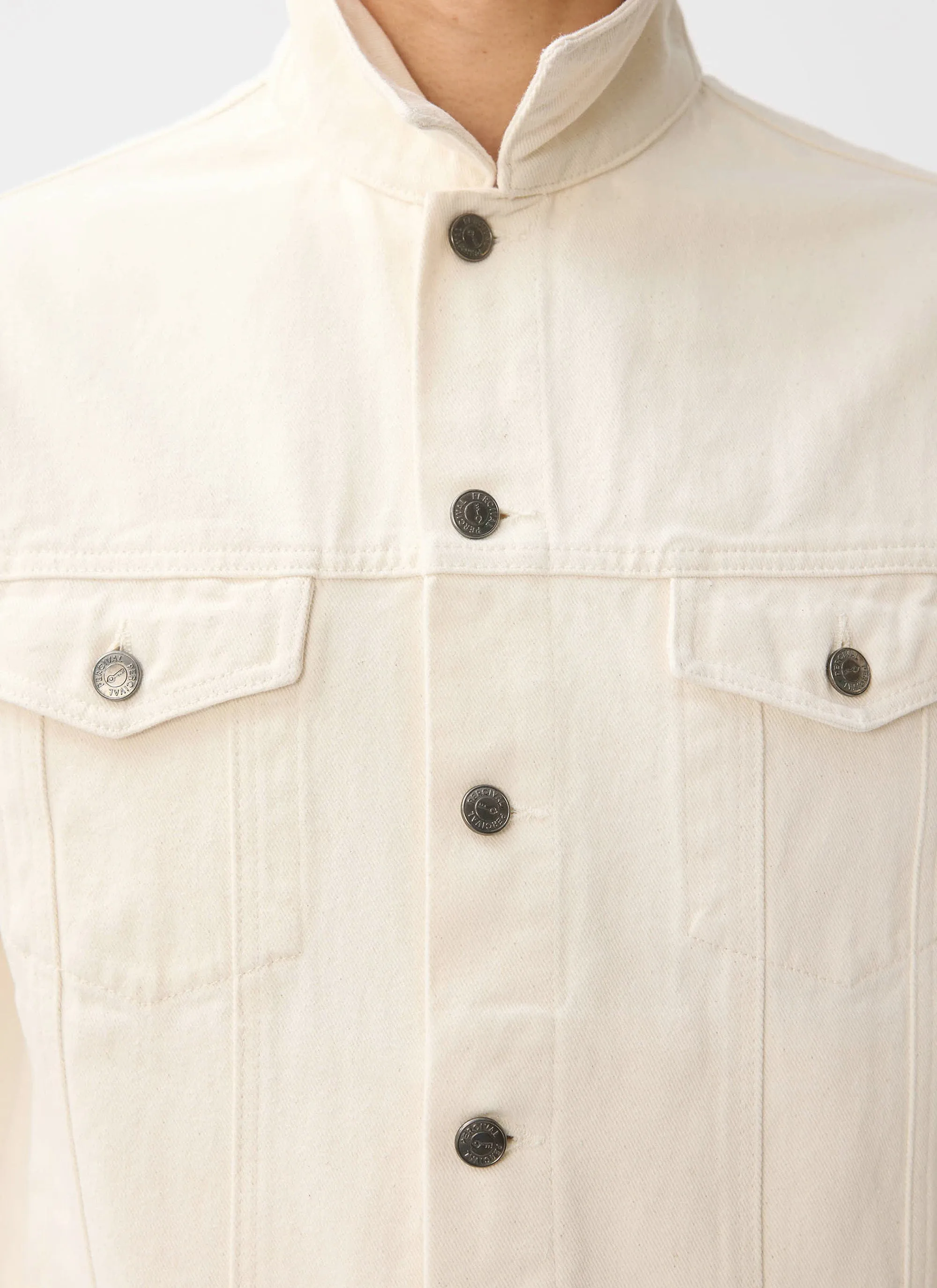 Western Trucker Jacket | Denim | Ecru sold by Percival product image thumbnail 4