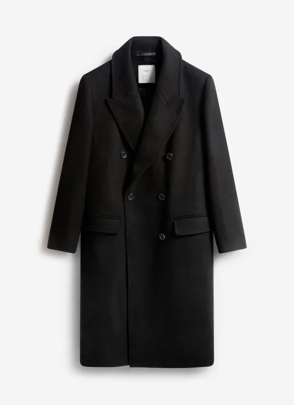 Double Breasted Overcoat | Wool | Black sold by Percival