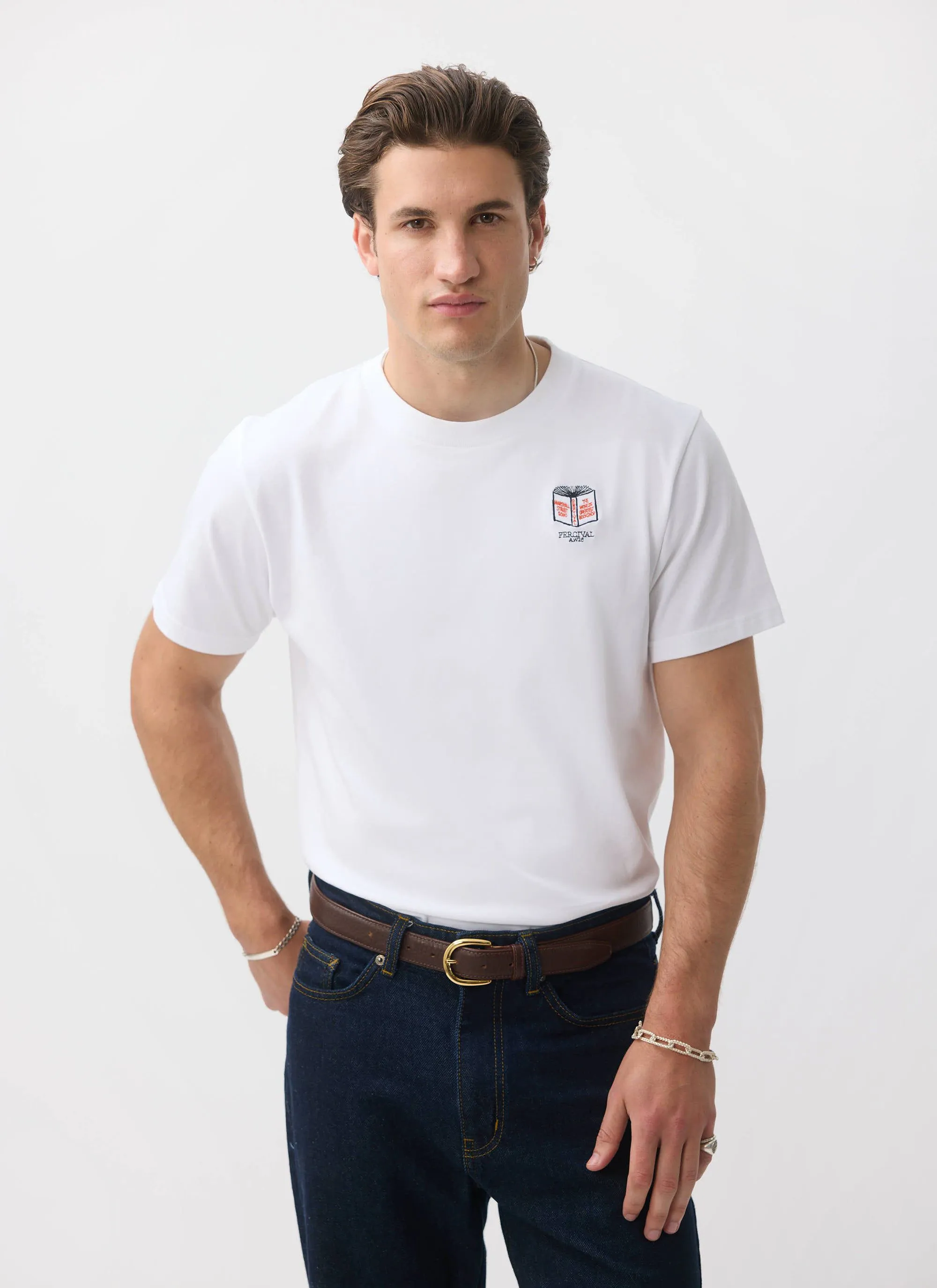 Greatest Bookshop T Shirt | Embroidered Organic Cotton | White sold by Percival product image thumbnail 4