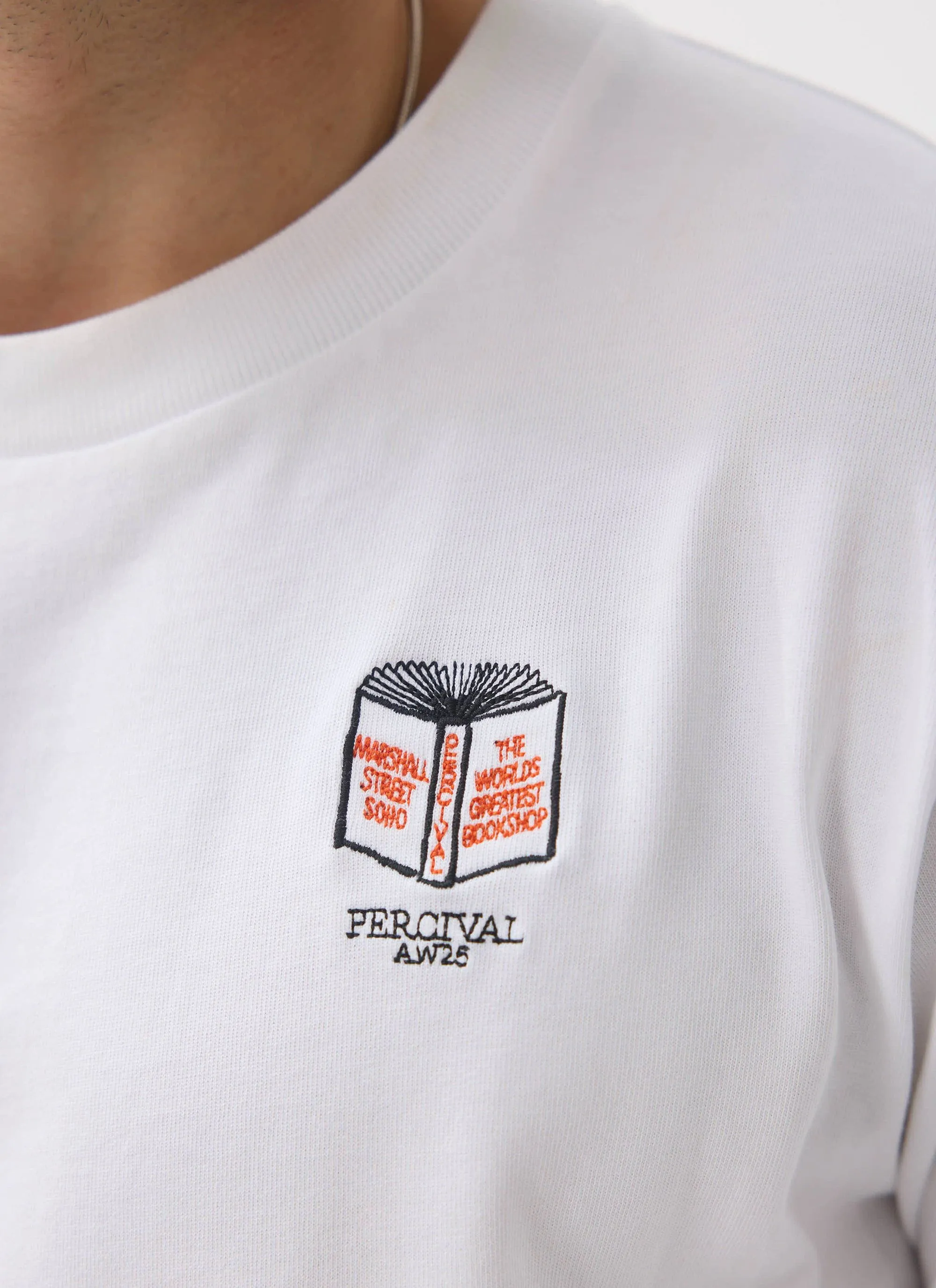 Greatest Bookshop T Shirt | Embroidered Organic Cotton | White sold by Percival product image thumbnail 2