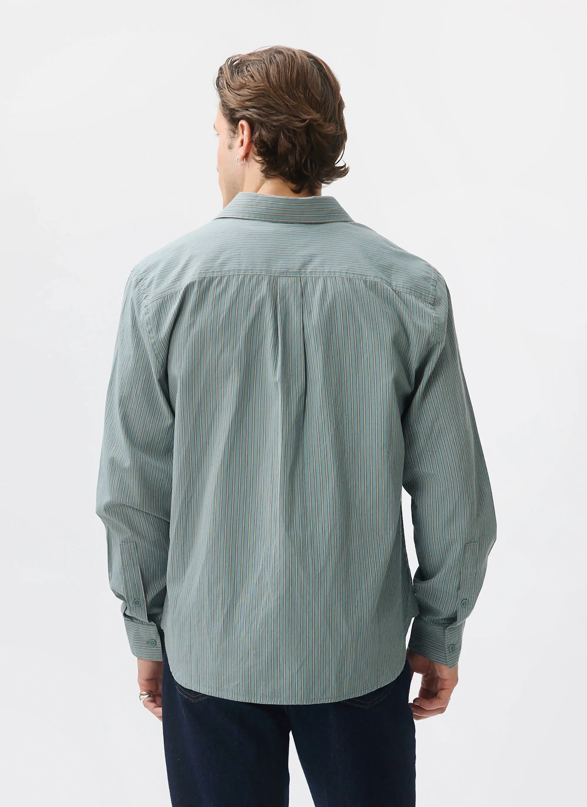 Clancy Striped Long Sleeve Shirt | Cotton | Blue sold by Percival product image thumbnail 5