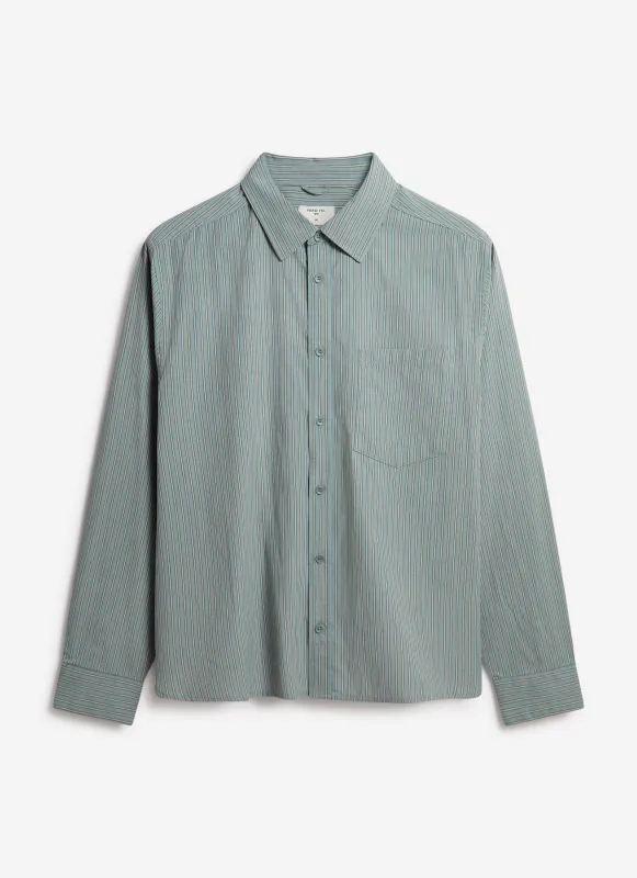 Clancy Striped Long Sleeve Shirt | Cotton | Blue sold by Percival