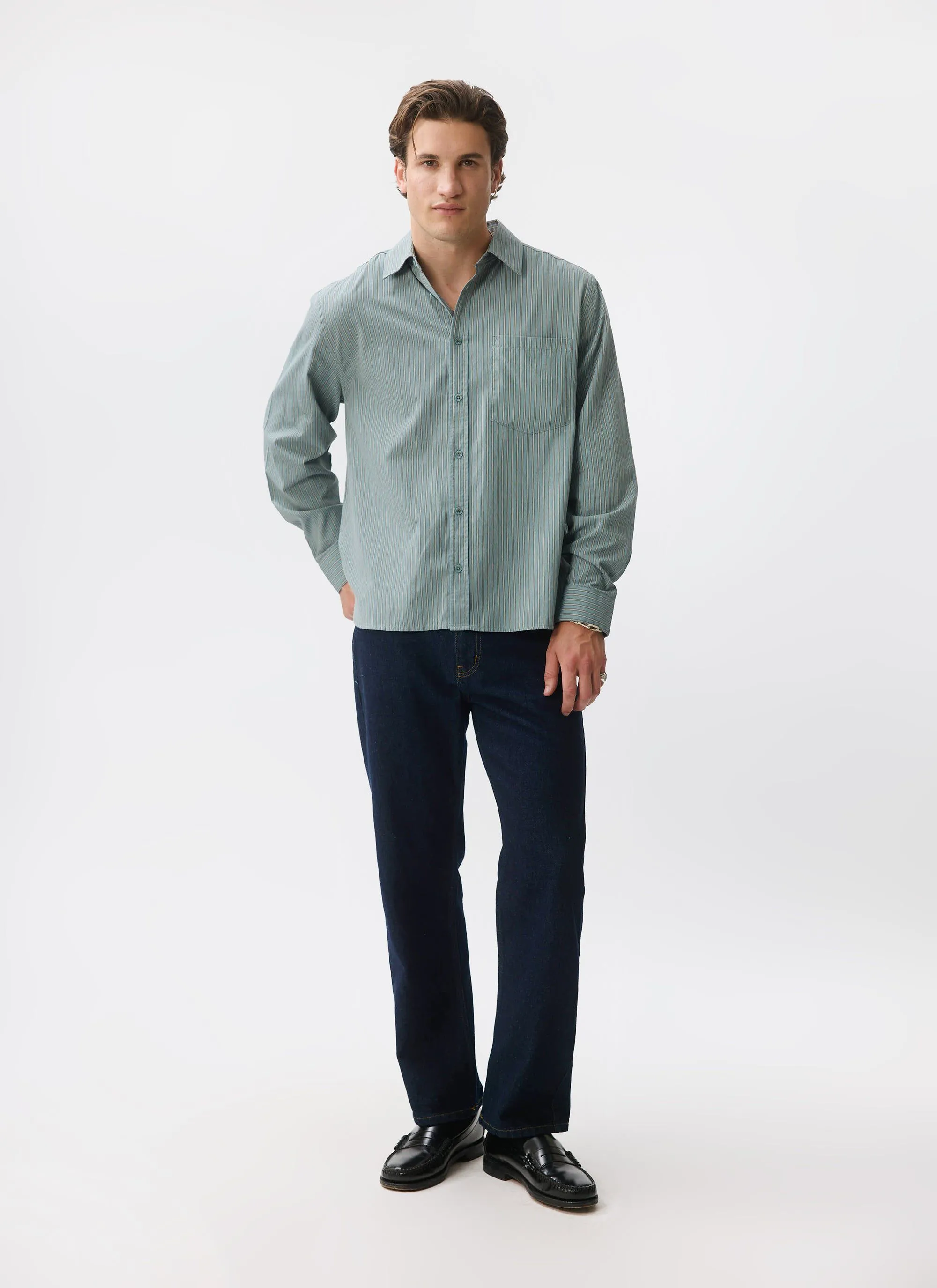 Clancy Striped Long Sleeve Shirt | Cotton | Blue sold by Percival product image thumbnail 3