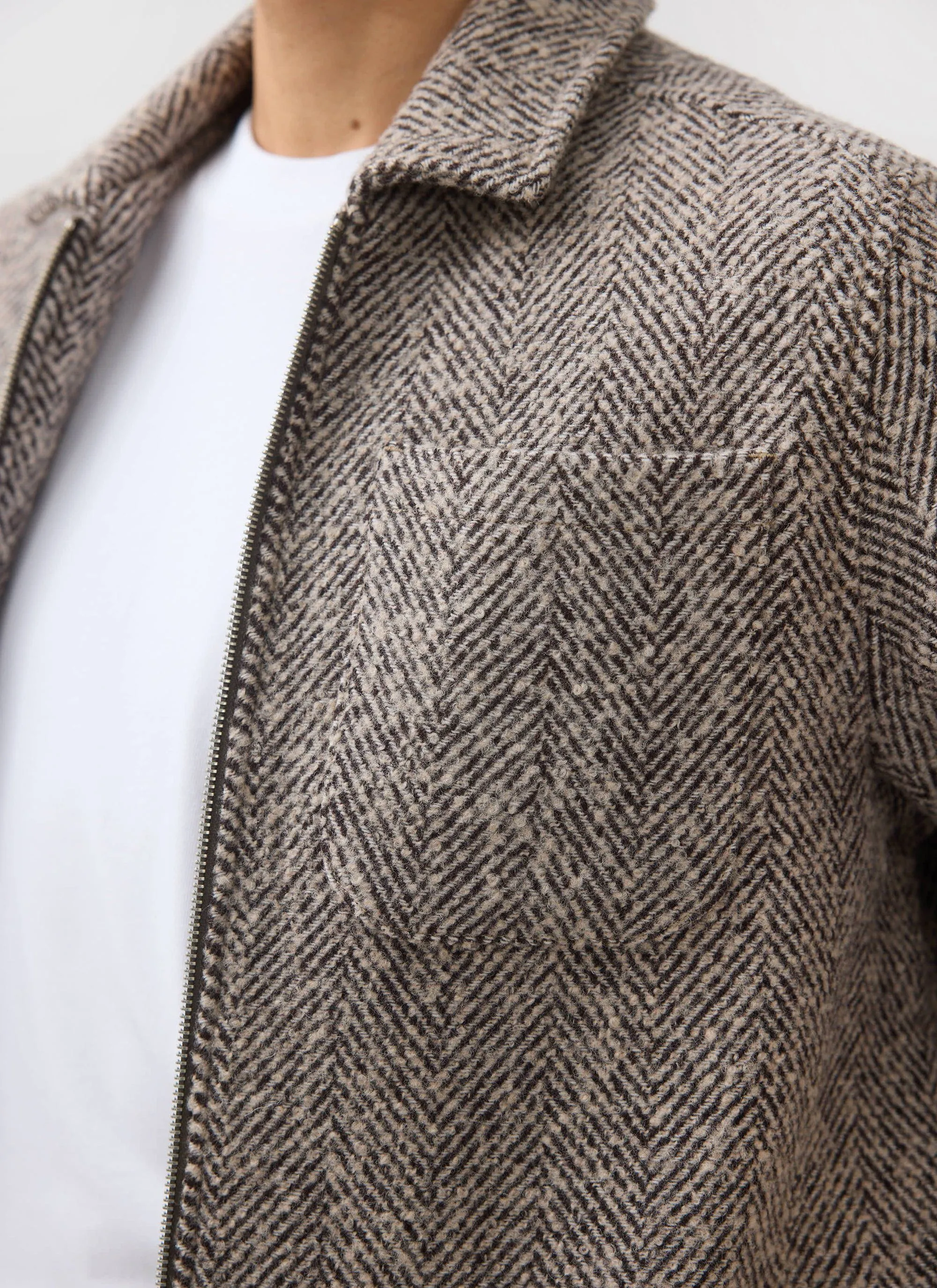 Herringbone Zip Jacket | Wool | Cream sold by Percival product image thumbnail 5