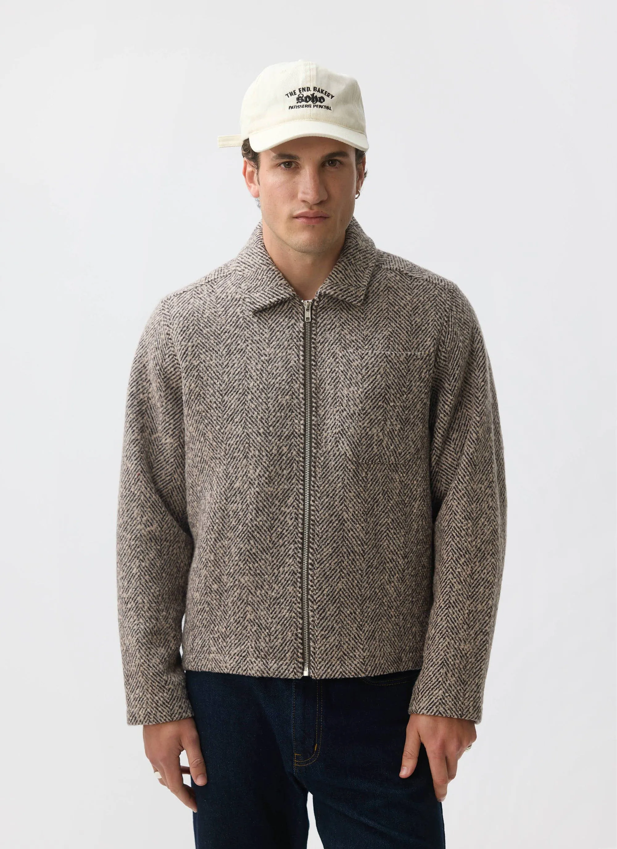 Herringbone Zip Jacket | Wool | Cream sold by Percival product image thumbnail 2