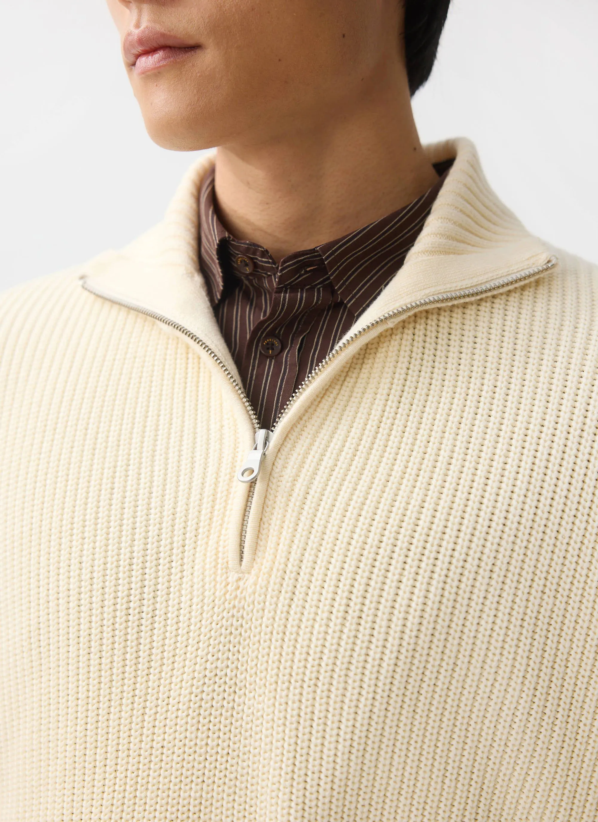 Meyer Quarter Zip Fisherman | Cotton | Cream sold by Percival product image thumbnail 4