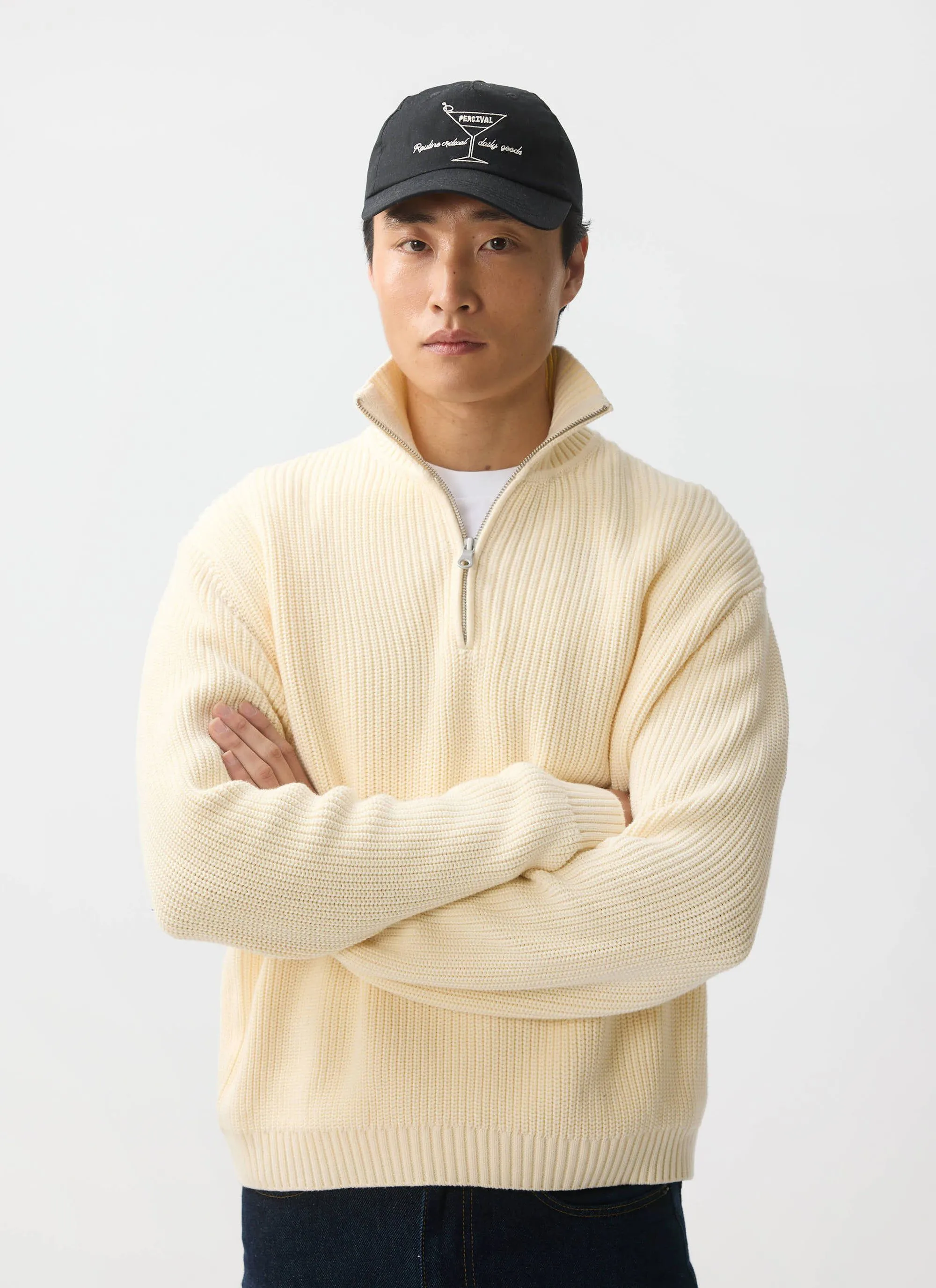 Meyer Quarter Zip Fisherman | Cotton | Cream sold by Percival product image thumbnail 2