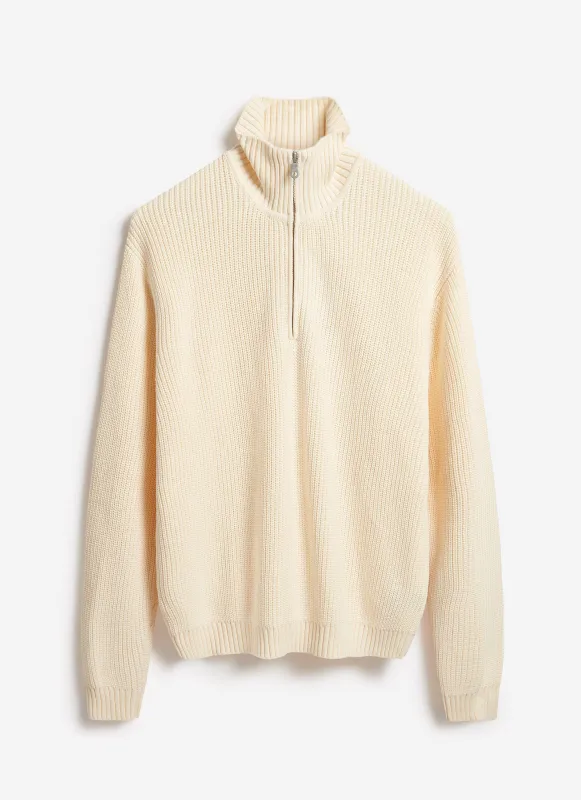 Meyer Knitted Turtle Neck Fisherman | Cotton | Ecru sold by Percival