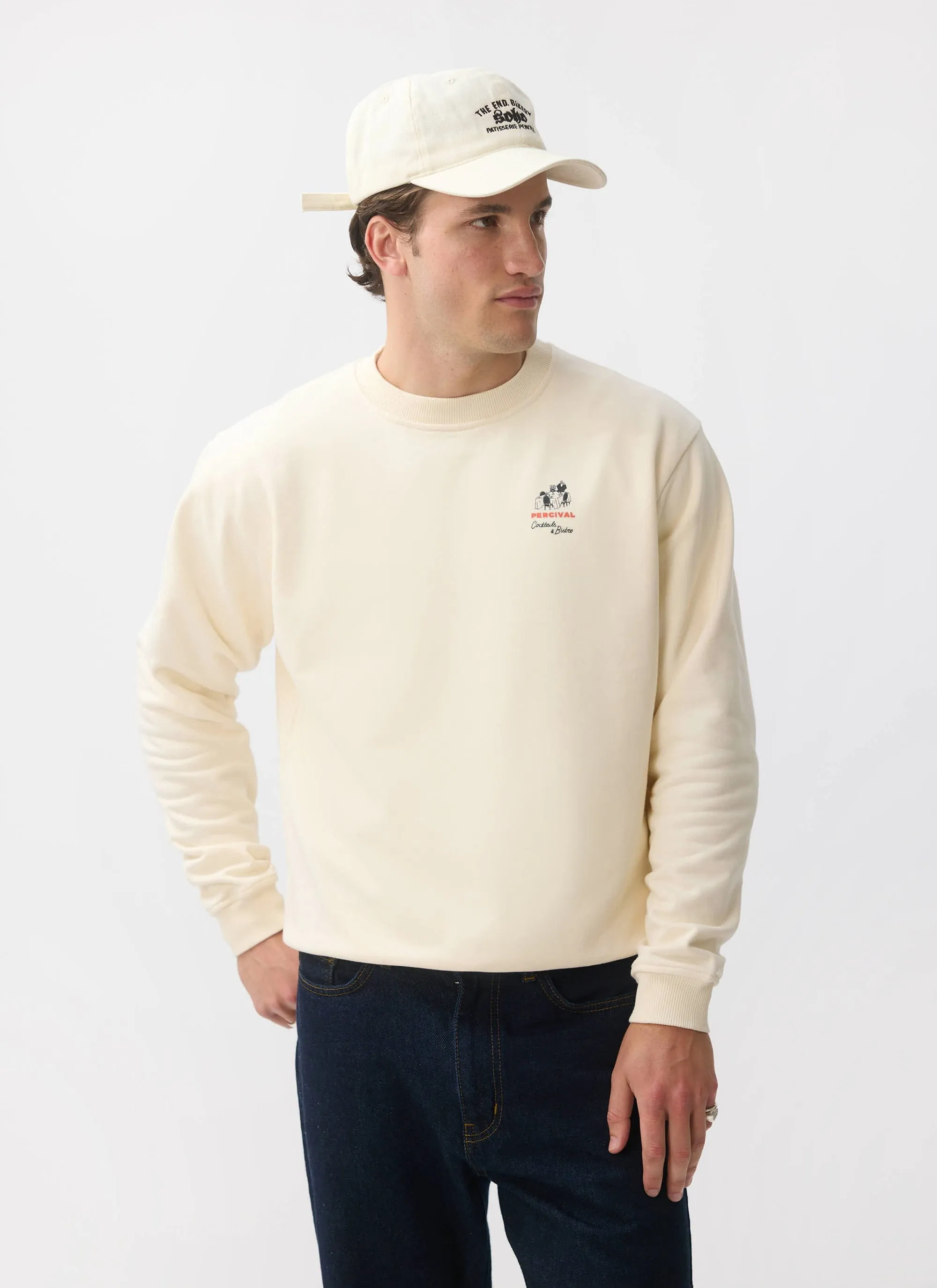 Bistro Printed Sweatshirt | Cotton | Ecru sold by Percival product image thumbnail 4