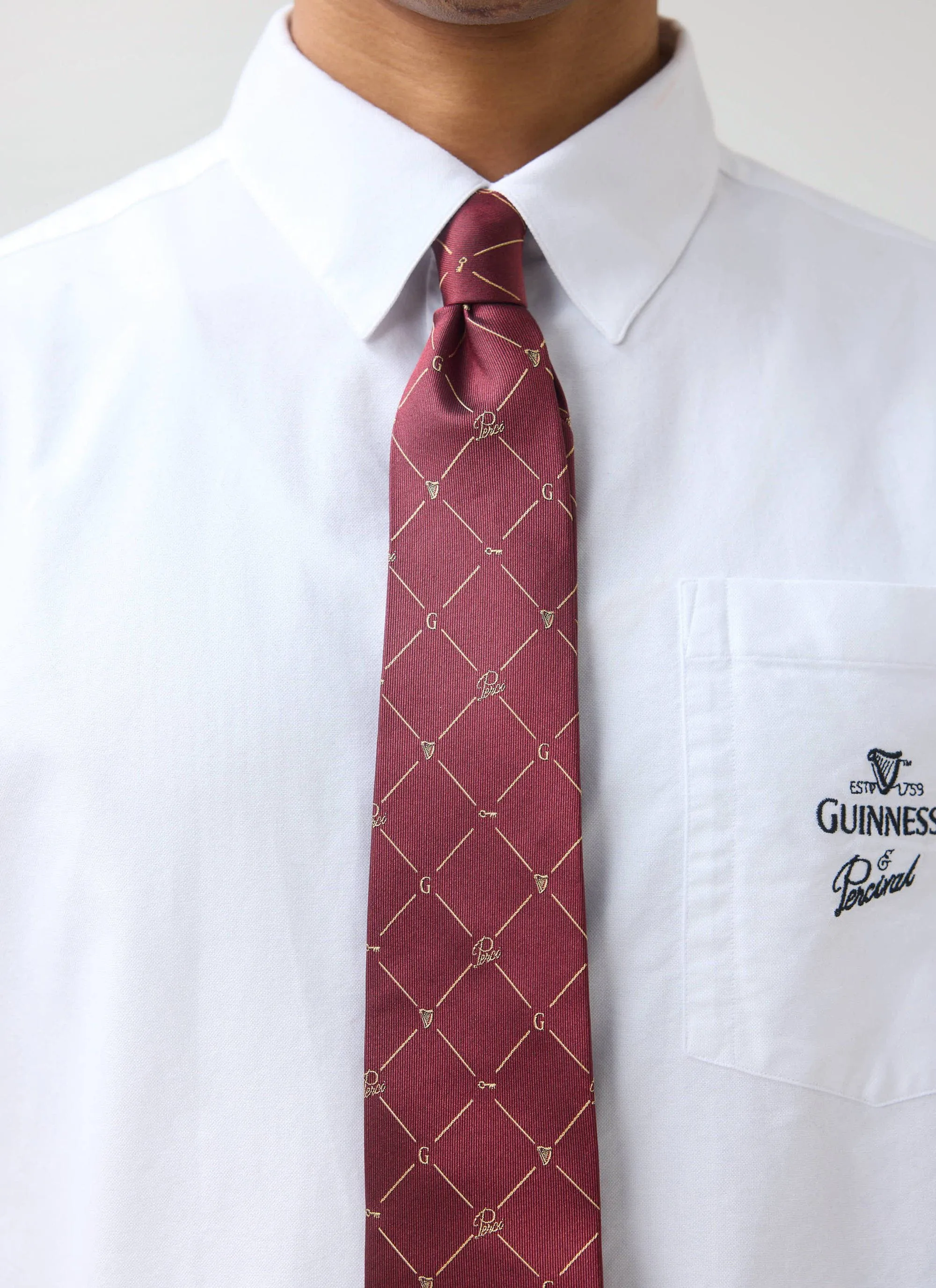 Cross Stitch Silk Tie | Guinness x Percival | Red sold by Percival