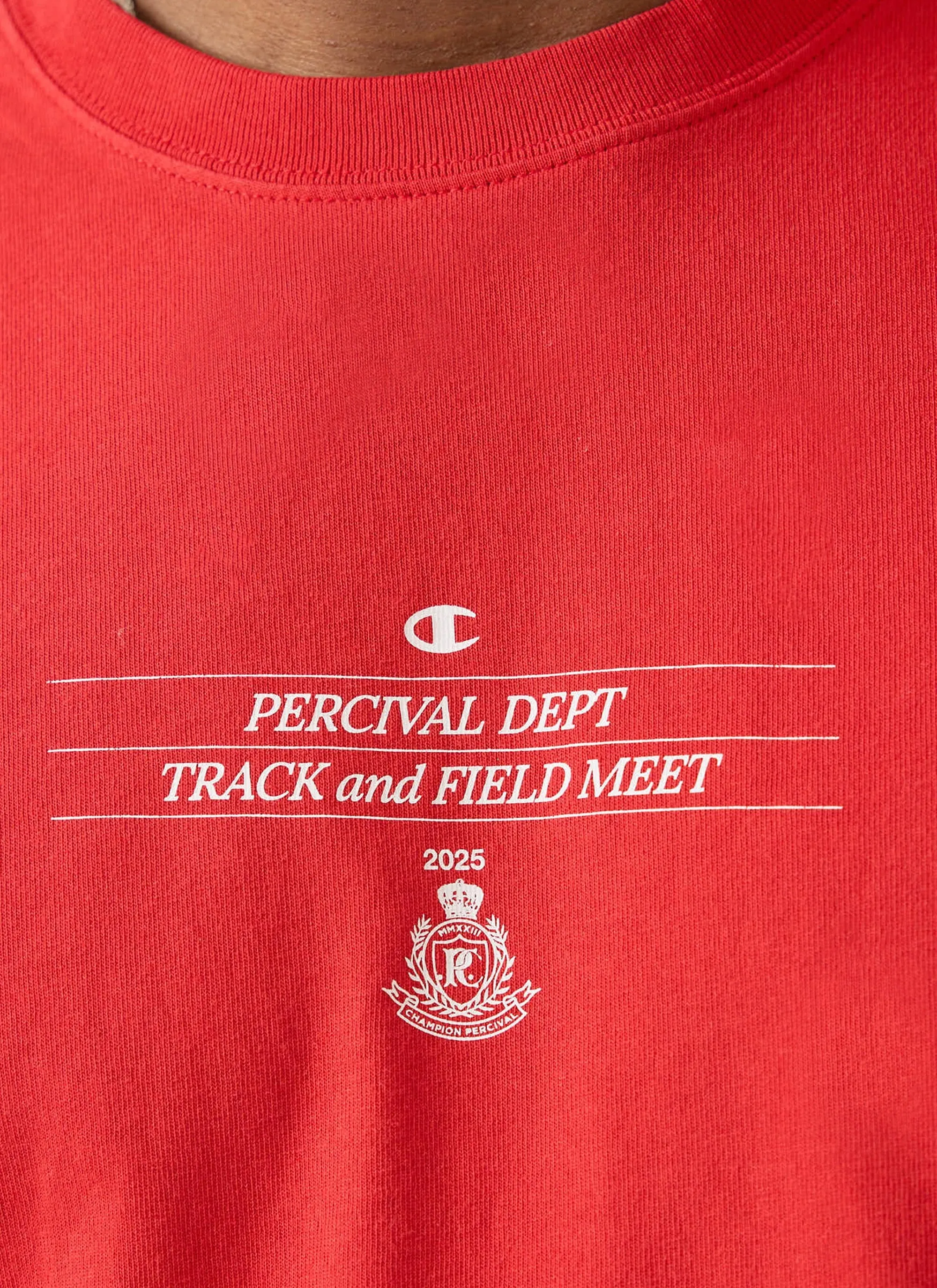 Track and Field Raw Hem T Shirt | Champion x Percival | Red sold by Percival product image thumbnail 3