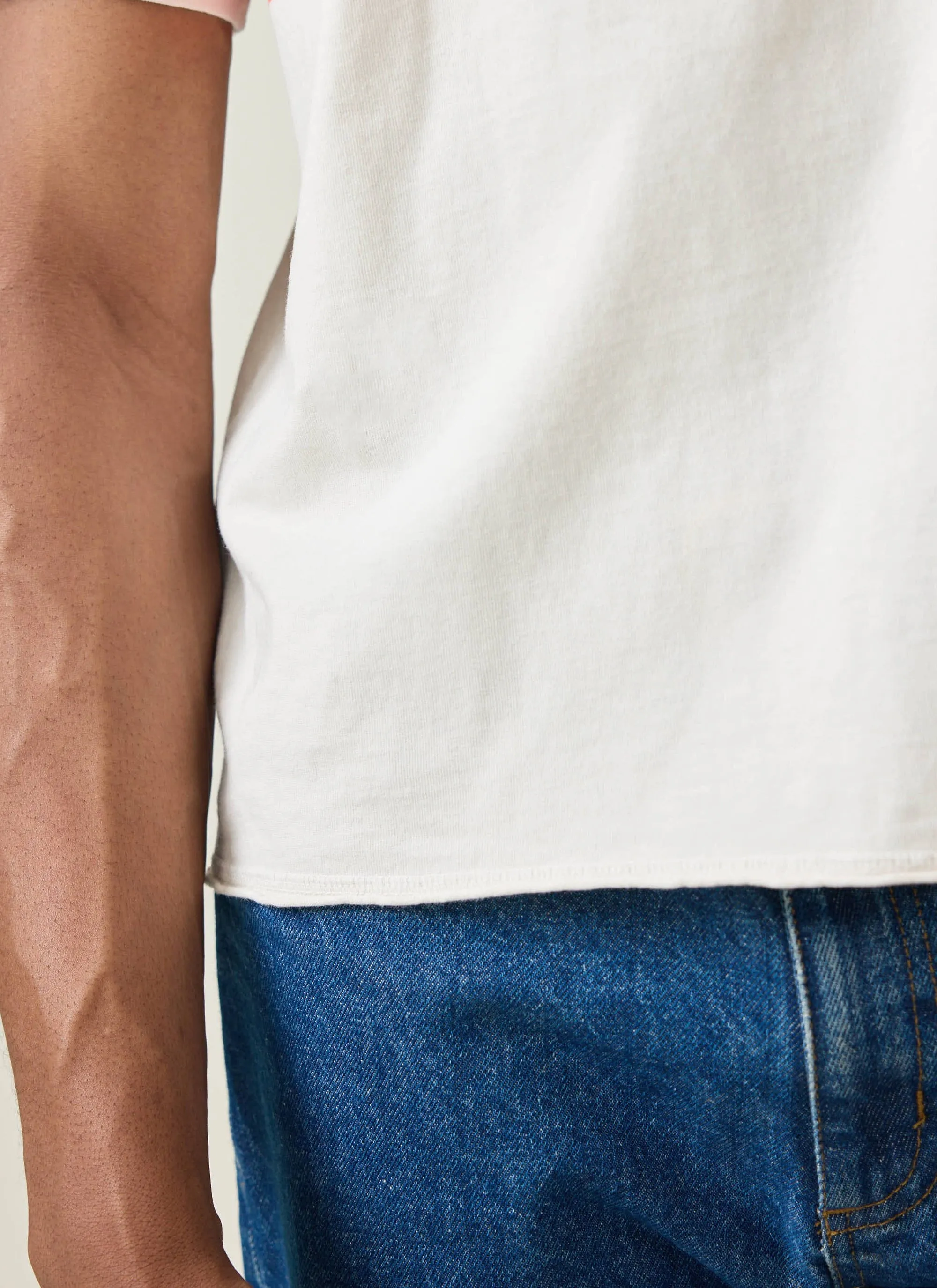 Flag Stripe Raw Hem T Shirt | Champion x Percival | Cream sold by Percival product image thumbnail 5