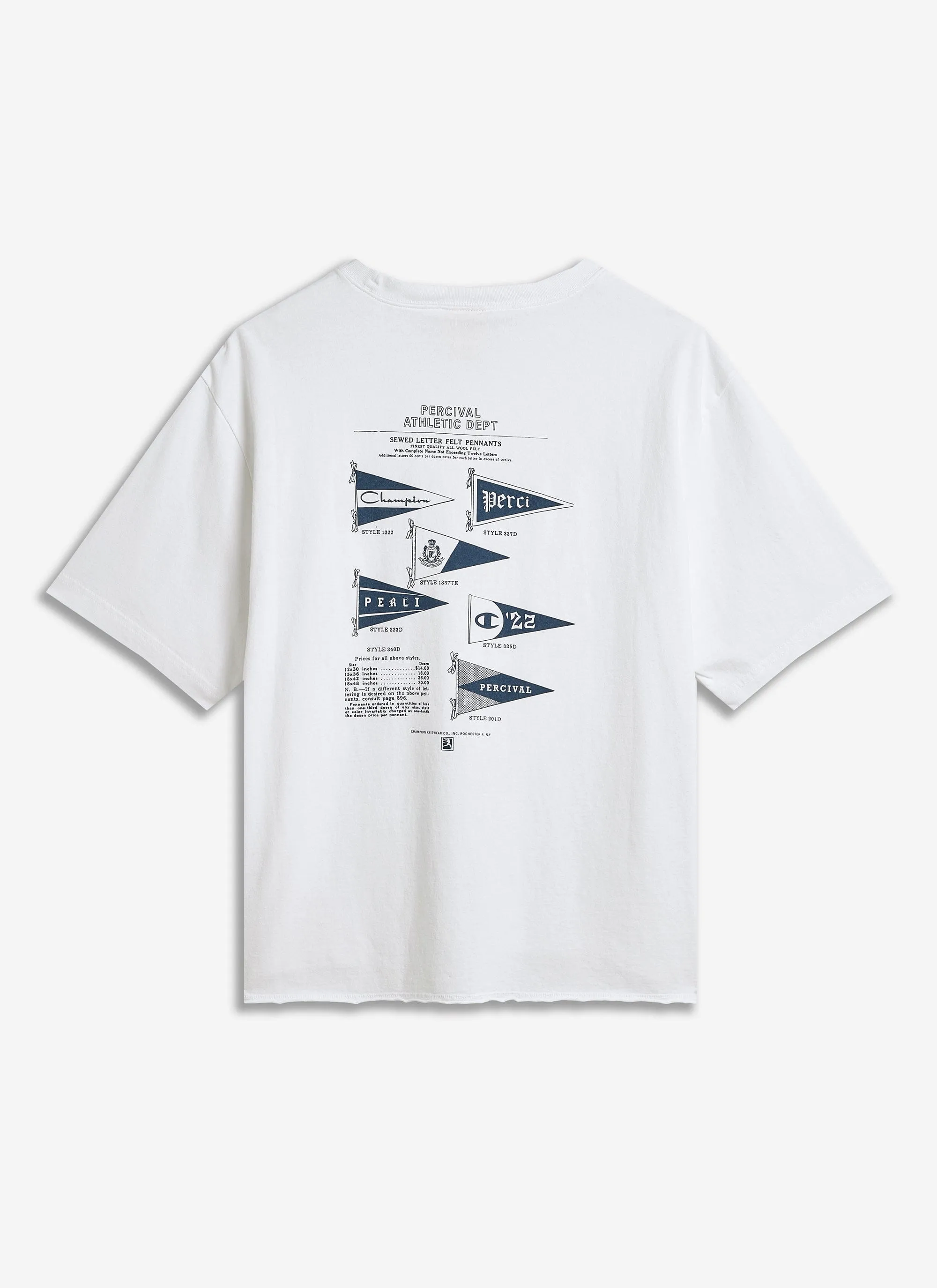 Flag Raw Hem T Shirt | Champion x Percival | White sold by Percival