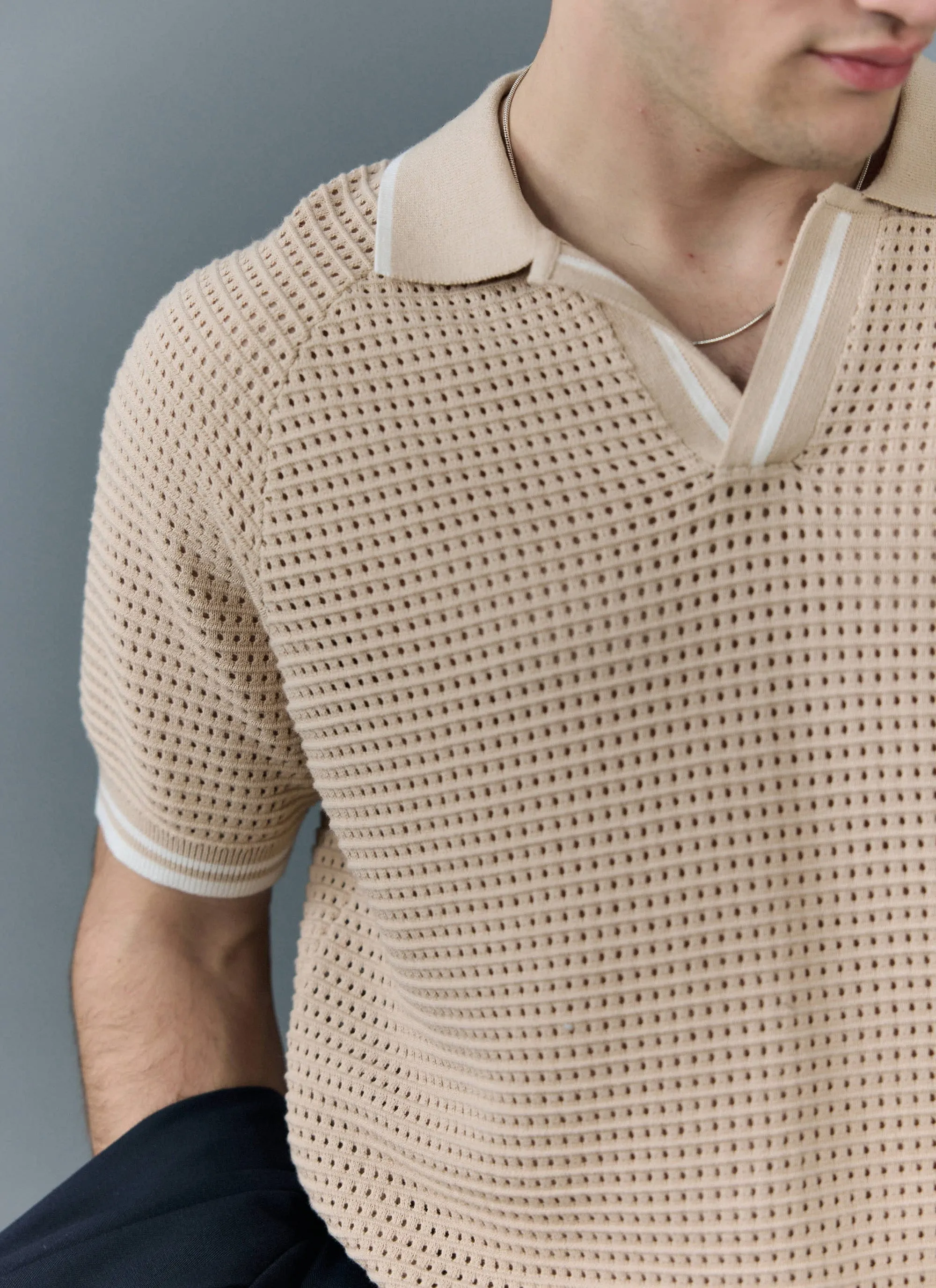 Tennis Boxy Knitted Polo | Cotton | Cream sold by Percival product image thumbnail 2