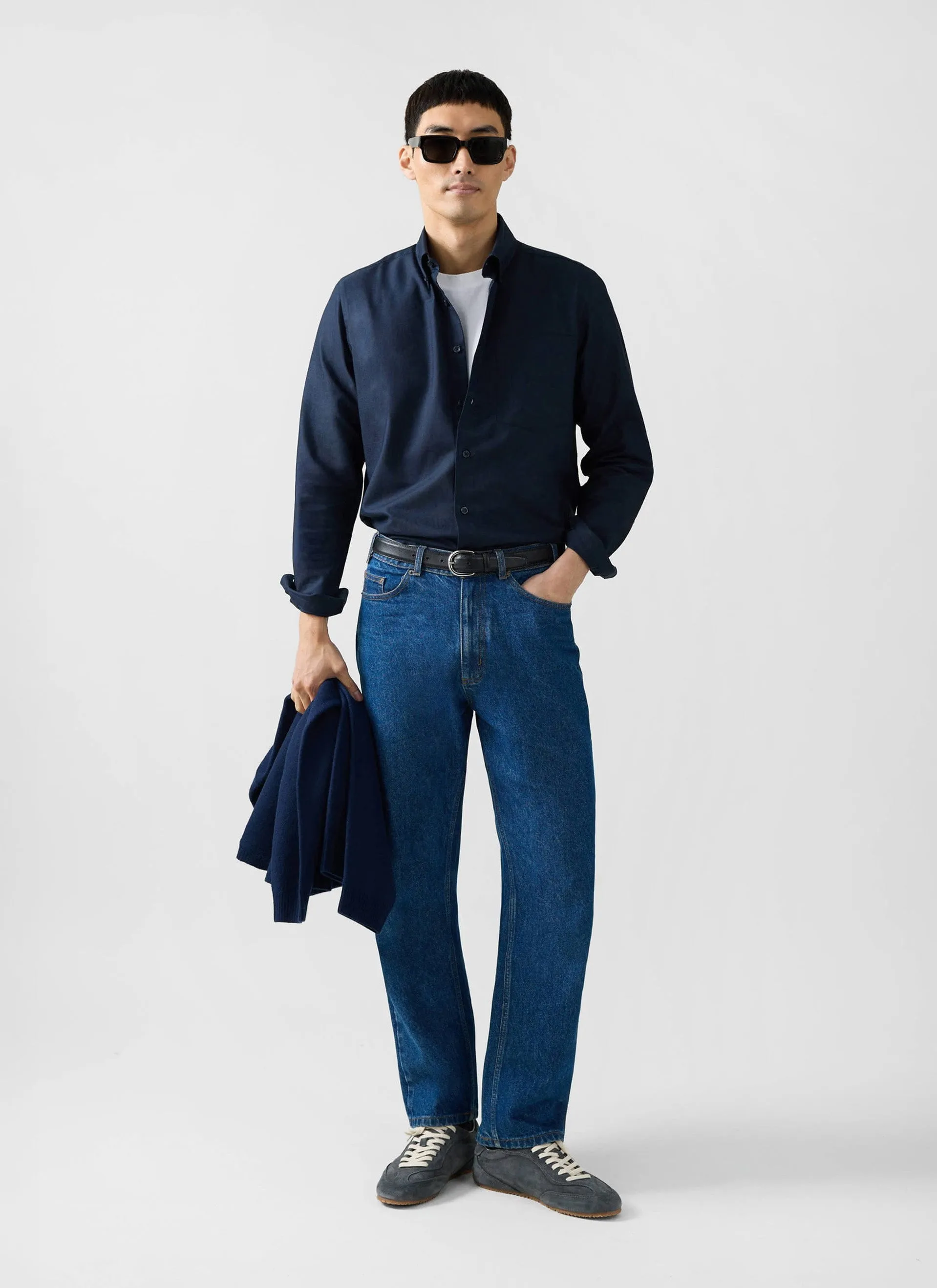 Oxford Regular Shirt | Cotton | Navy sold by Percival product image thumbnail 4