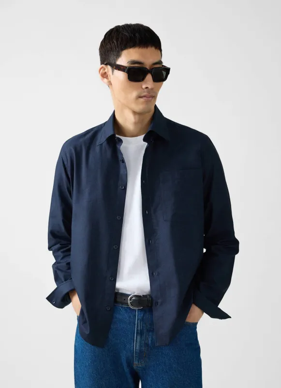 Oxford Regular Shirt | Cotton | Navy made by Percival