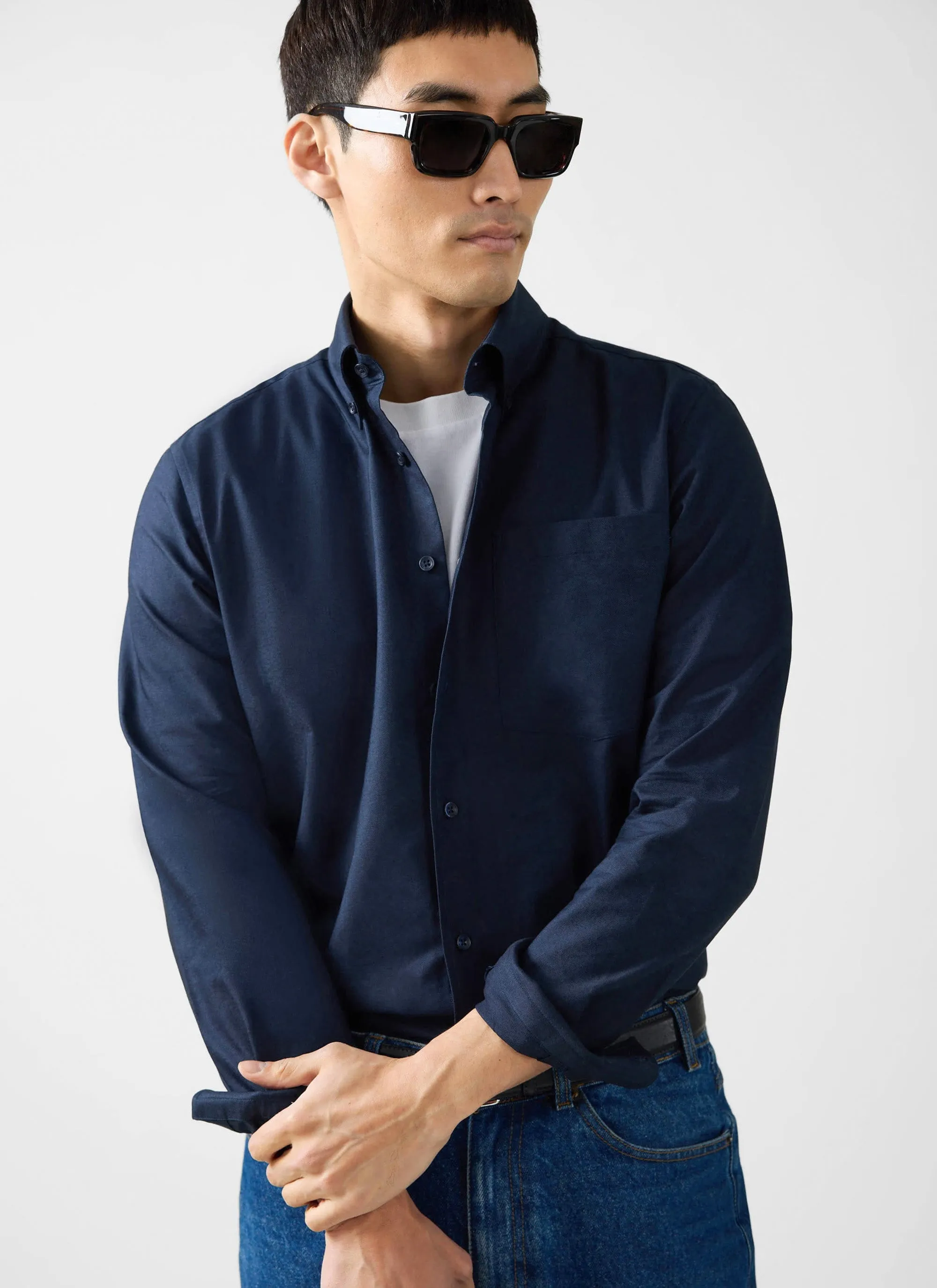 Oxford Regular Shirt | Cotton | Navy sold by Percival product image thumbnail 2