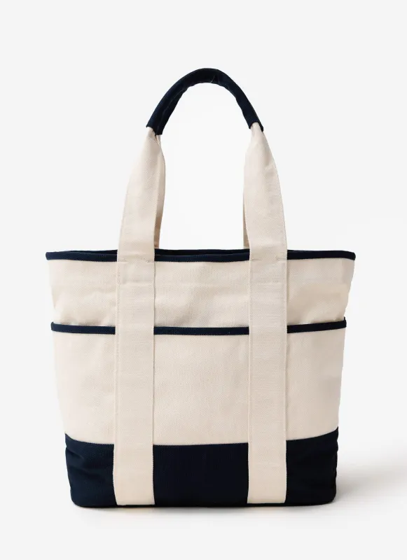 Tote Bag | Cotton Canvas | Cream Navy sold by Percival