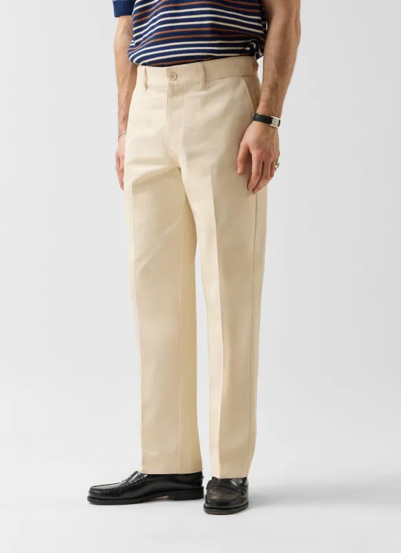 Straight Leg Chino | Cotton | Ecru sold by Percival