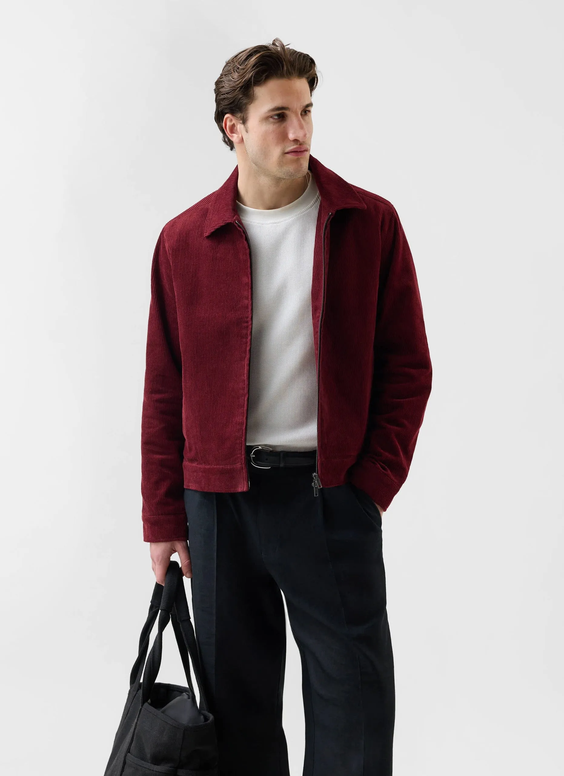 Marcel Cord Jacket | Cotton | Burgundy sold by Percival
