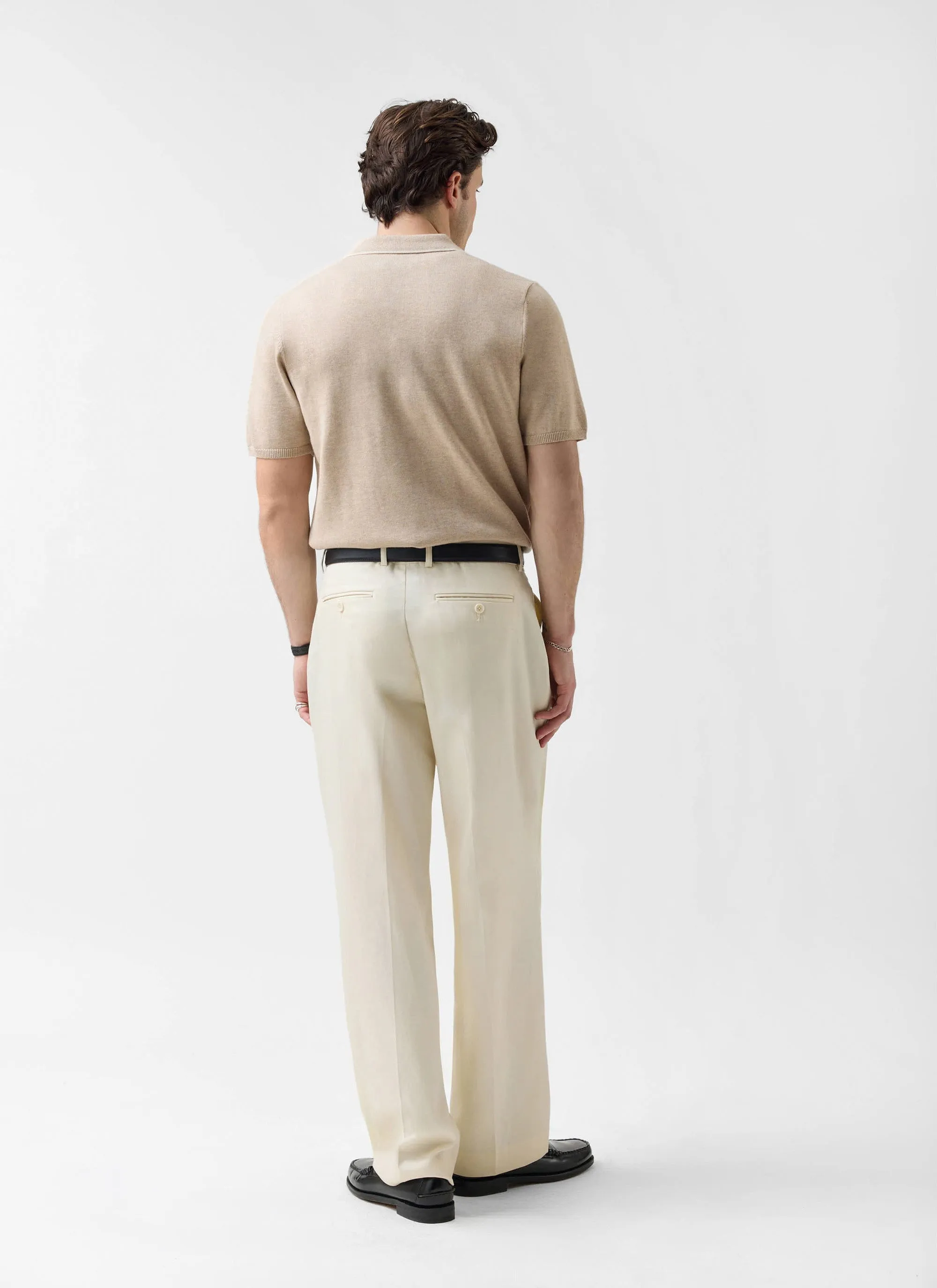 Contrast Trim Regular Knitted Shirt | Wool | Beige sold by Percival product image thumbnail 4