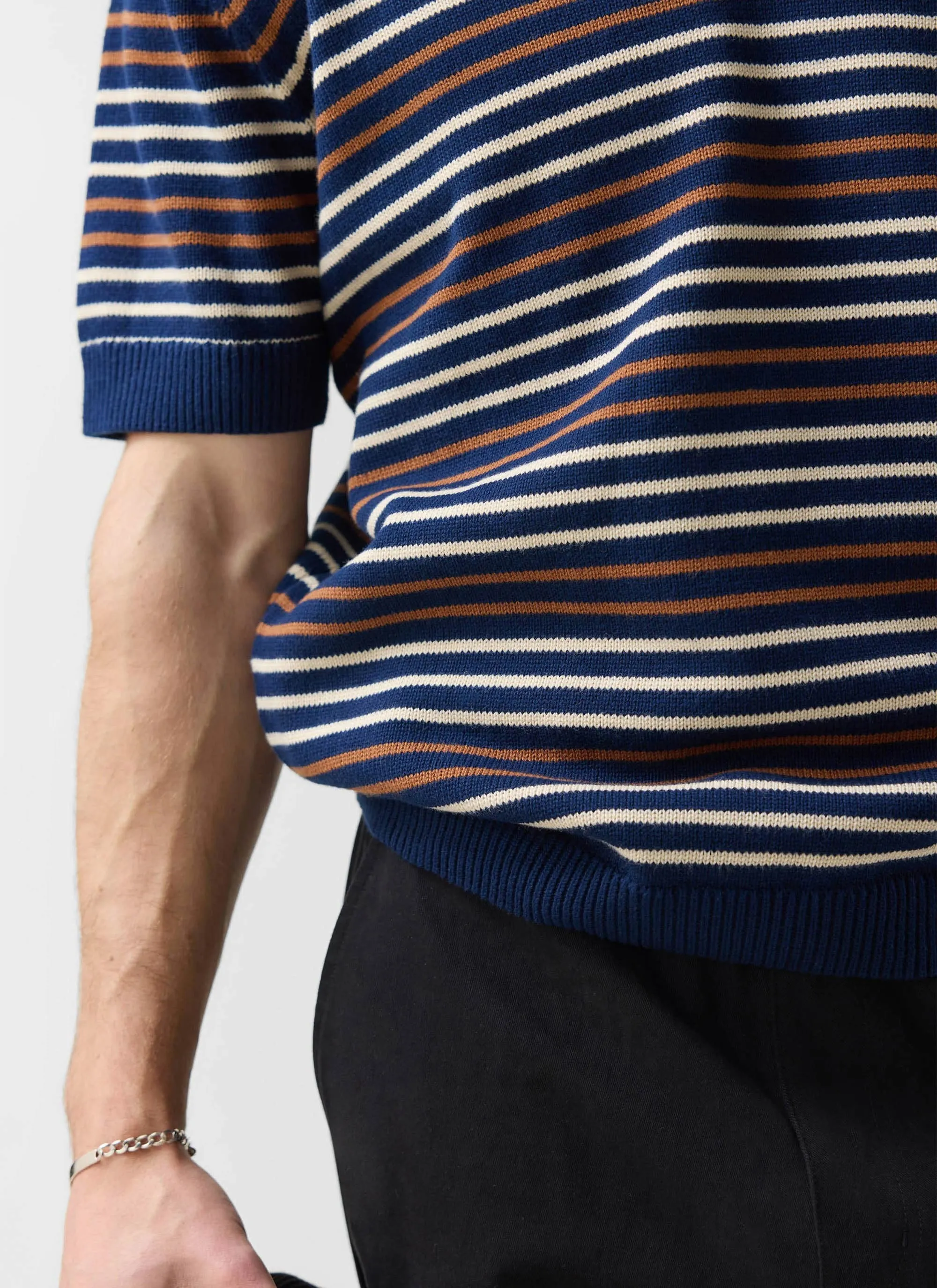 Douglas Boxy Knitted Polo | Cotton | Navy sold by Percival product image thumbnail 3