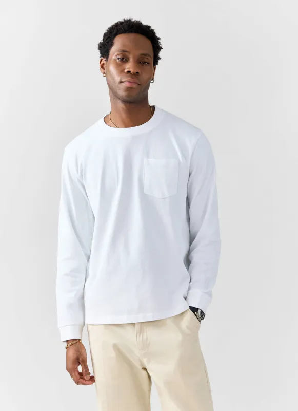 Long Sleeve Pocket T Shirt | Organic Cotton | White sold by Percival