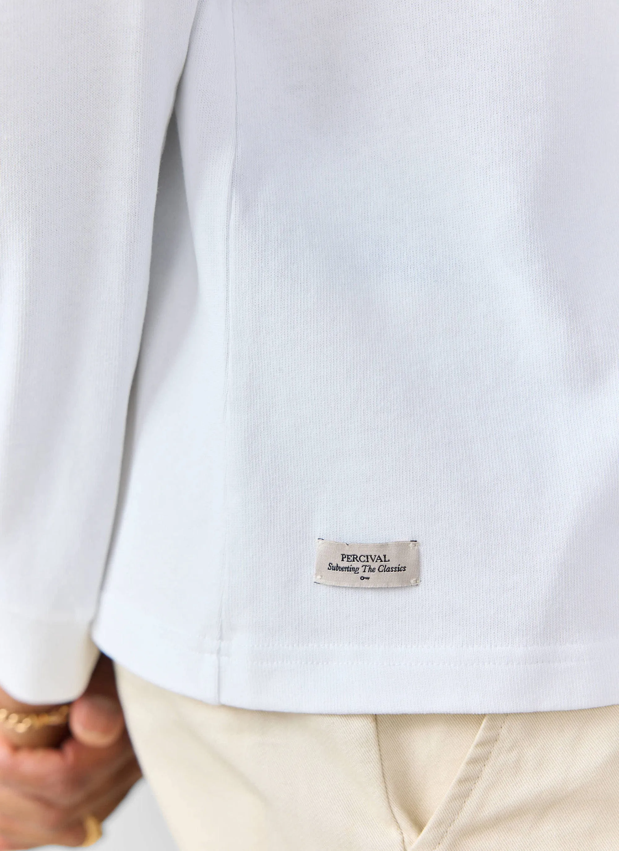 Long Sleeve Pocket T Shirt | Organic Cotton | White sold by Percival product image thumbnail 3
