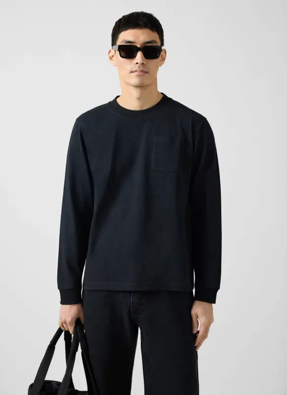 Long Sleeve Pocket T Shirt | Organic Cotton | Black sold by Percival