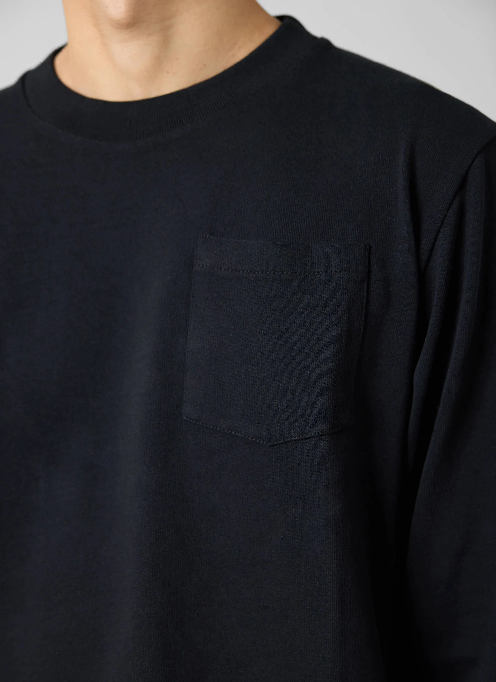 Long Sleeve Pocket T Shirt | Organic Cotton | Black sold by Percival product image thumbnail 2