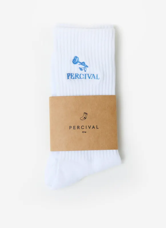 Smith Floral Embroidered Socks | Organic Cotton | White sold by Percival