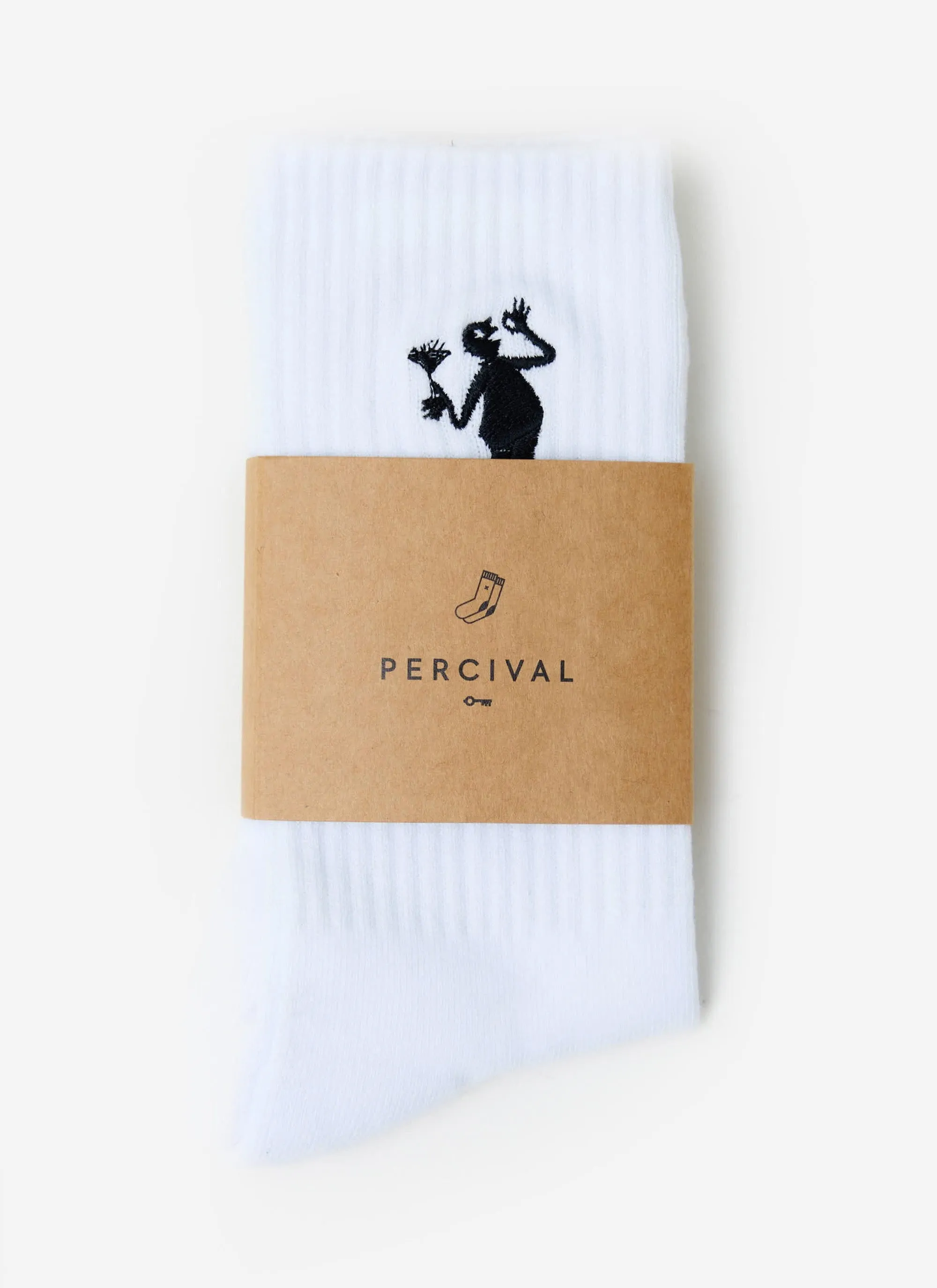 Carlo Mixologist Embroidered Socks | Organic Cotton | White sold by Percival