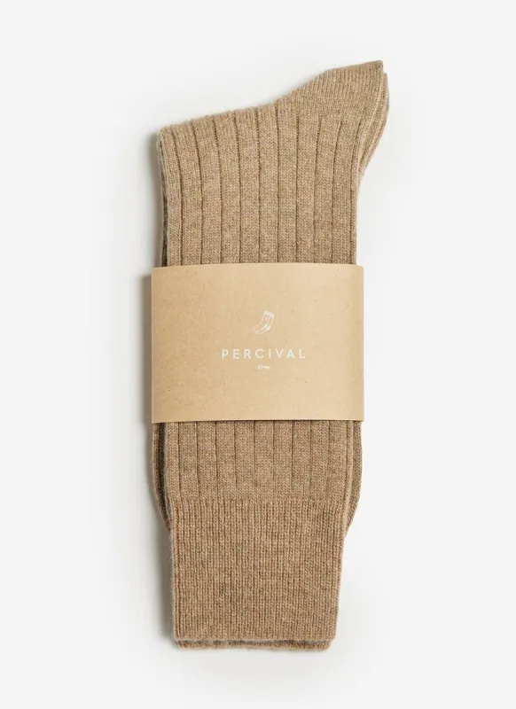 Socks | Cashmere Rib | Tan sold by Percival